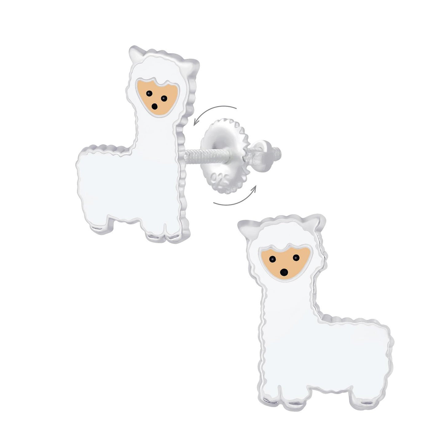 Children's earrings, alpaca, screw-back closure, made of 925 silver