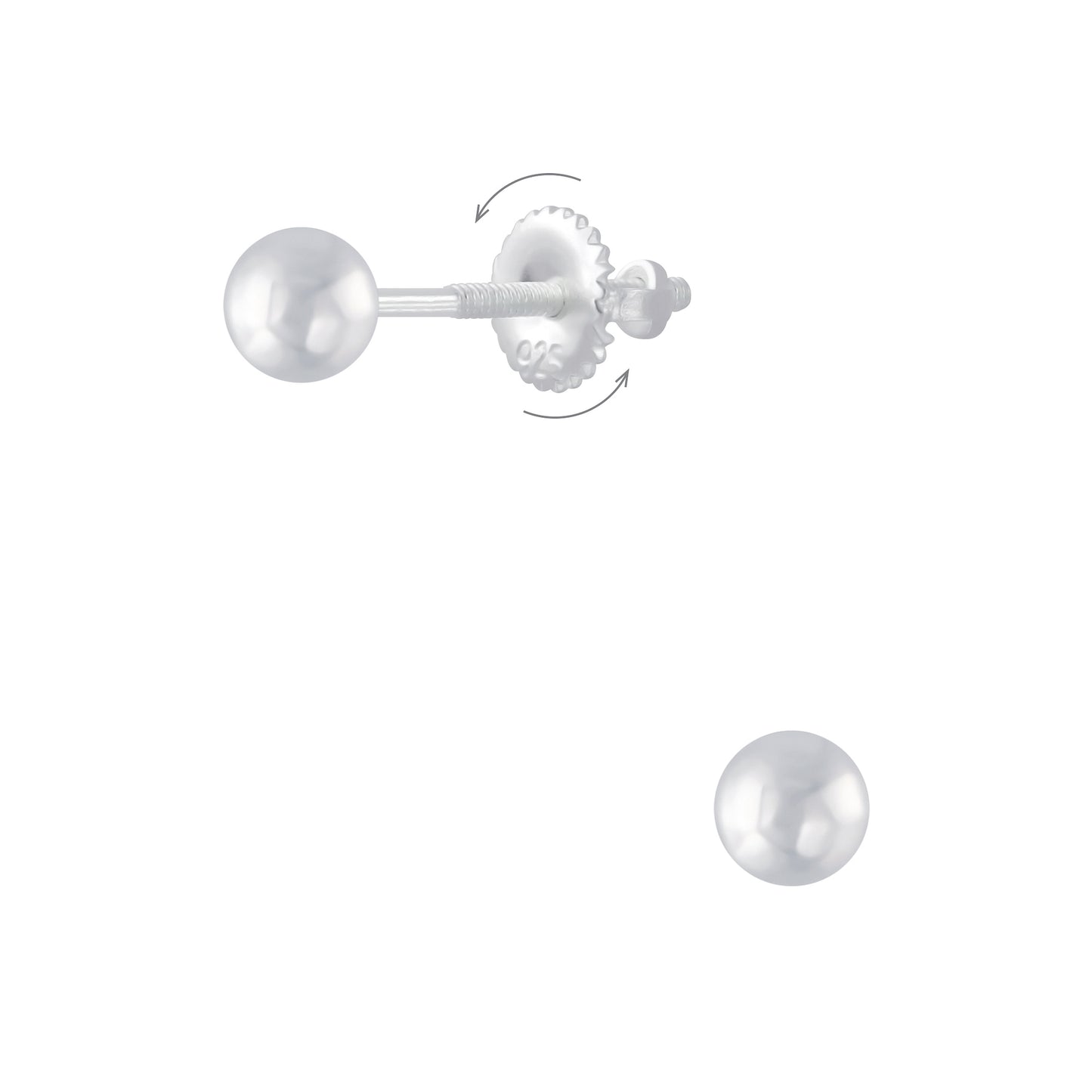 Kinder Ohrringe 4mm Ball Schraubverschluss aus 925 Silber