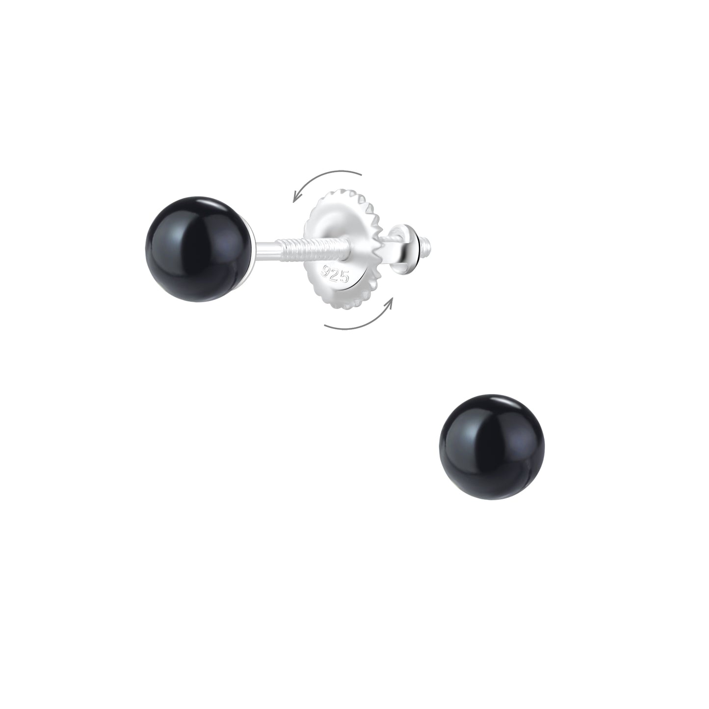 Kinder Ohrringe 4mm Perlen Schraubverschluss aus 925 Silber