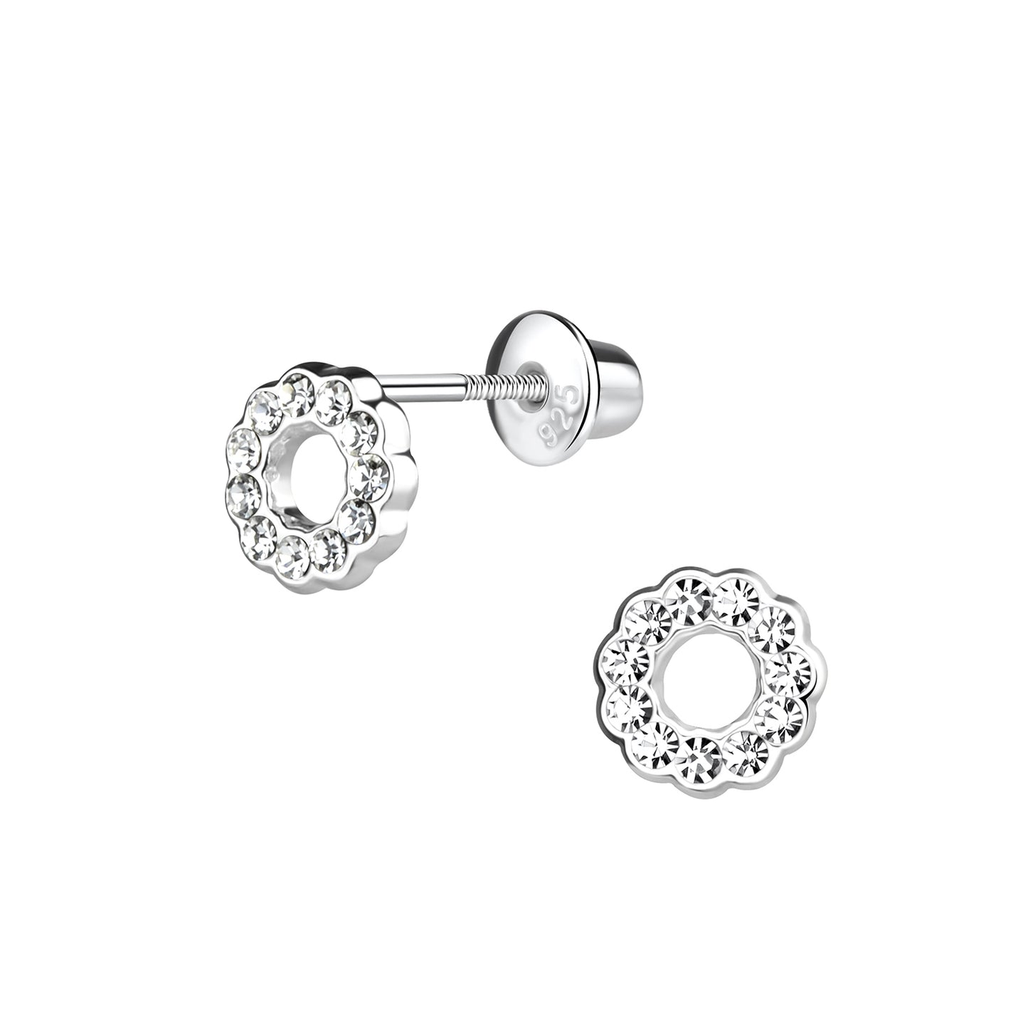 Bloemoorbellen voor meisjes met schroefsluiting, gemaakt van 925 zilver.