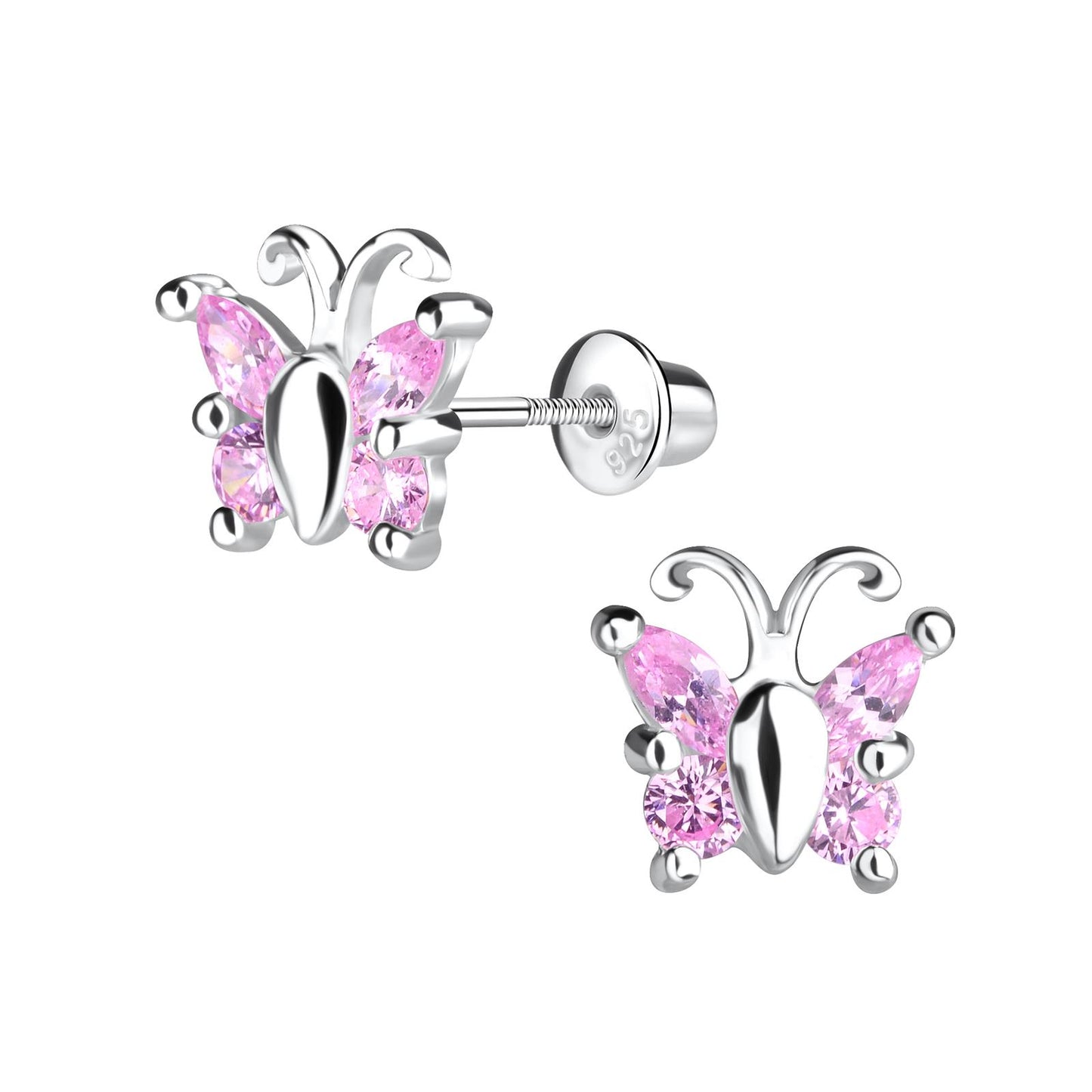 Mädchen Ohrringe Schmetterling Schraubverschluss aus 925 Silber
