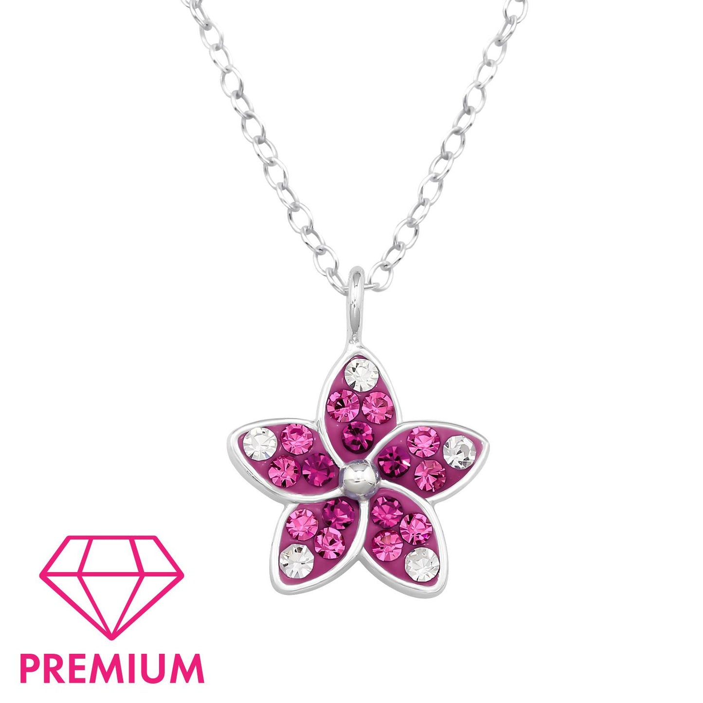 Kinder Halskette Blumen aus 925 Silber