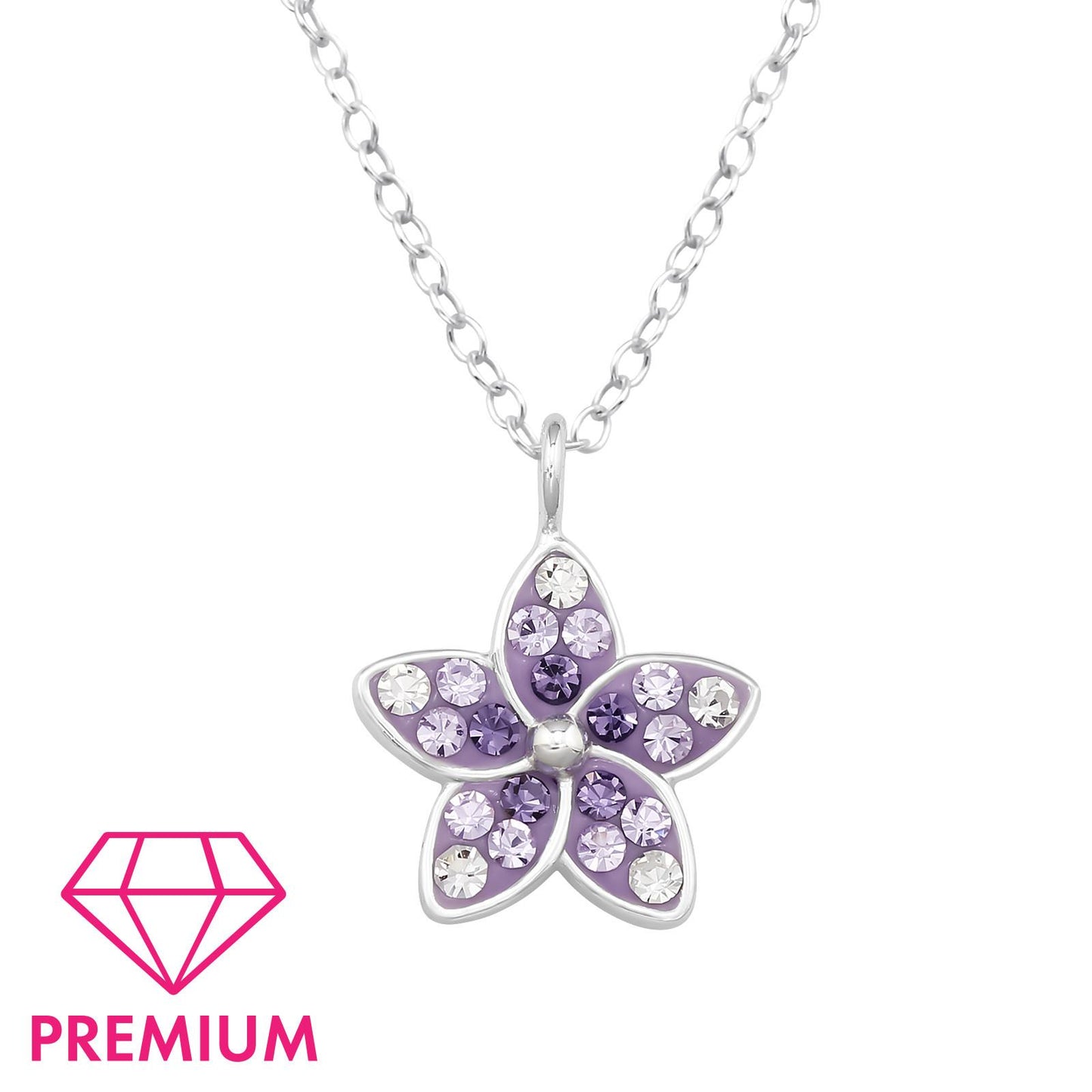 Kinder Halskette Blumen aus 925 Silber