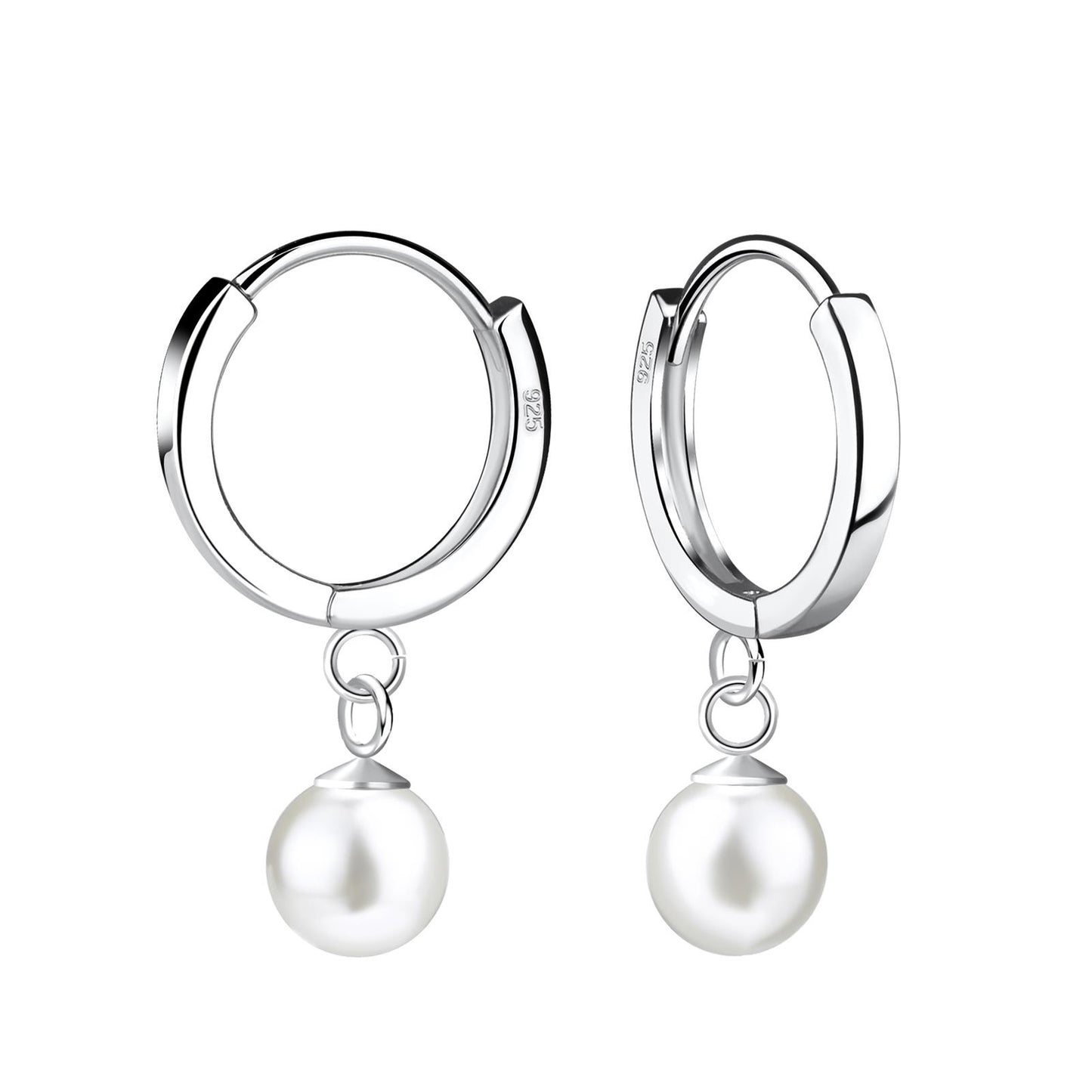 Kinder Ohrringe 6mm Perlen Huggie aus 925 Silber