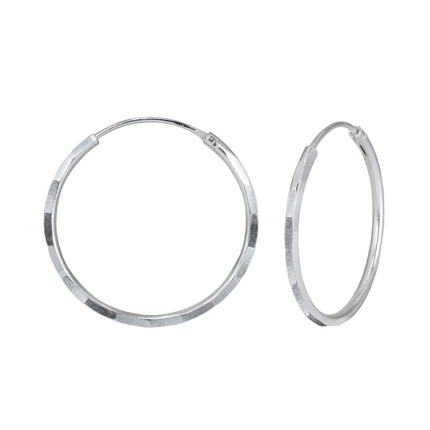 Kinder Creolen 25mm Gehämmerte aus 925 Silber