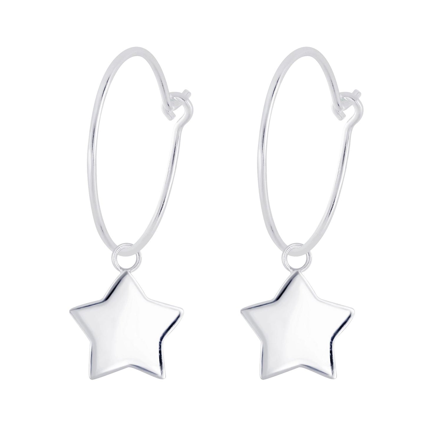 Girls' star hoop earrings made of 925 silver