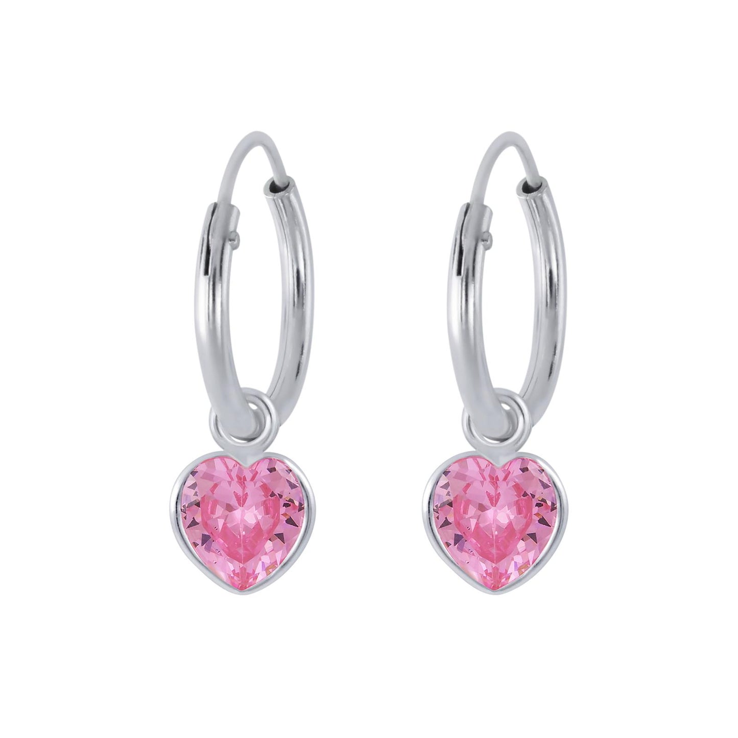 Mädchen Creolen 4mm Herz Zirkonia aus 925 Silber