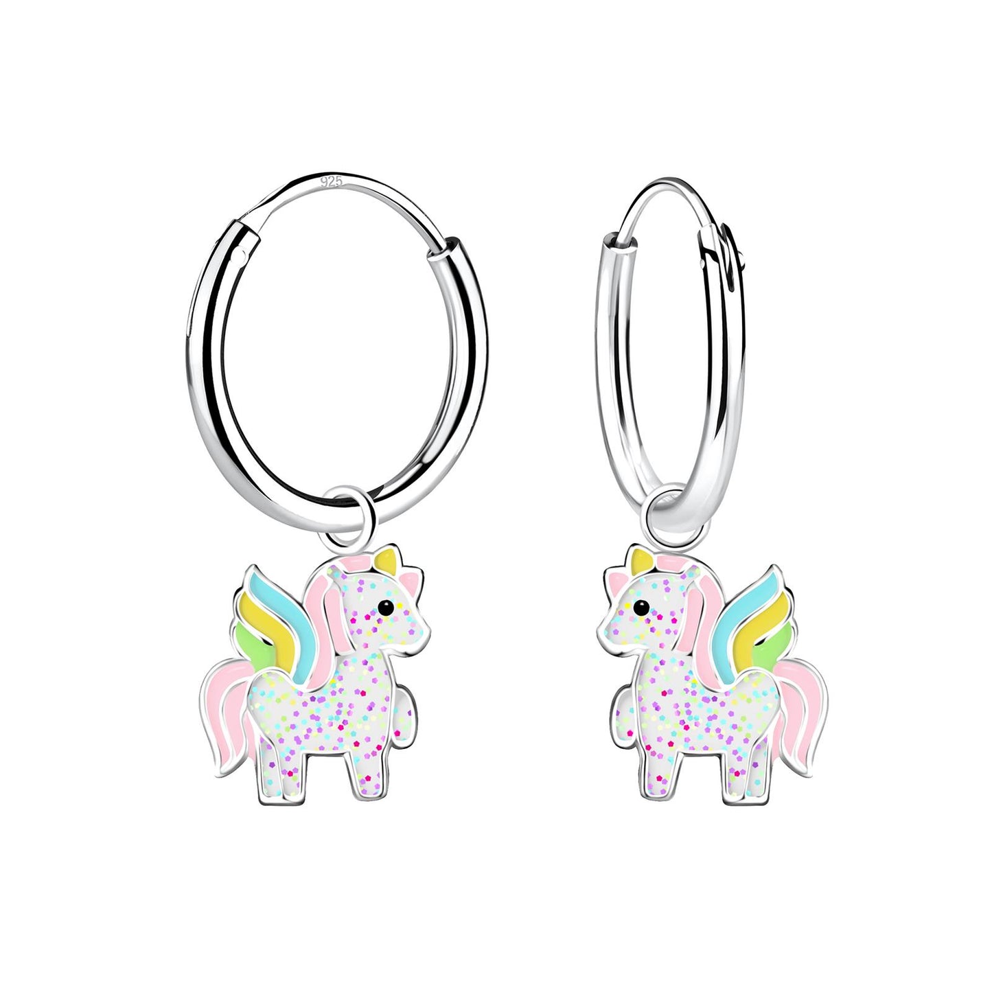 Mädchen Creolen Einhorn aus 925 Silber