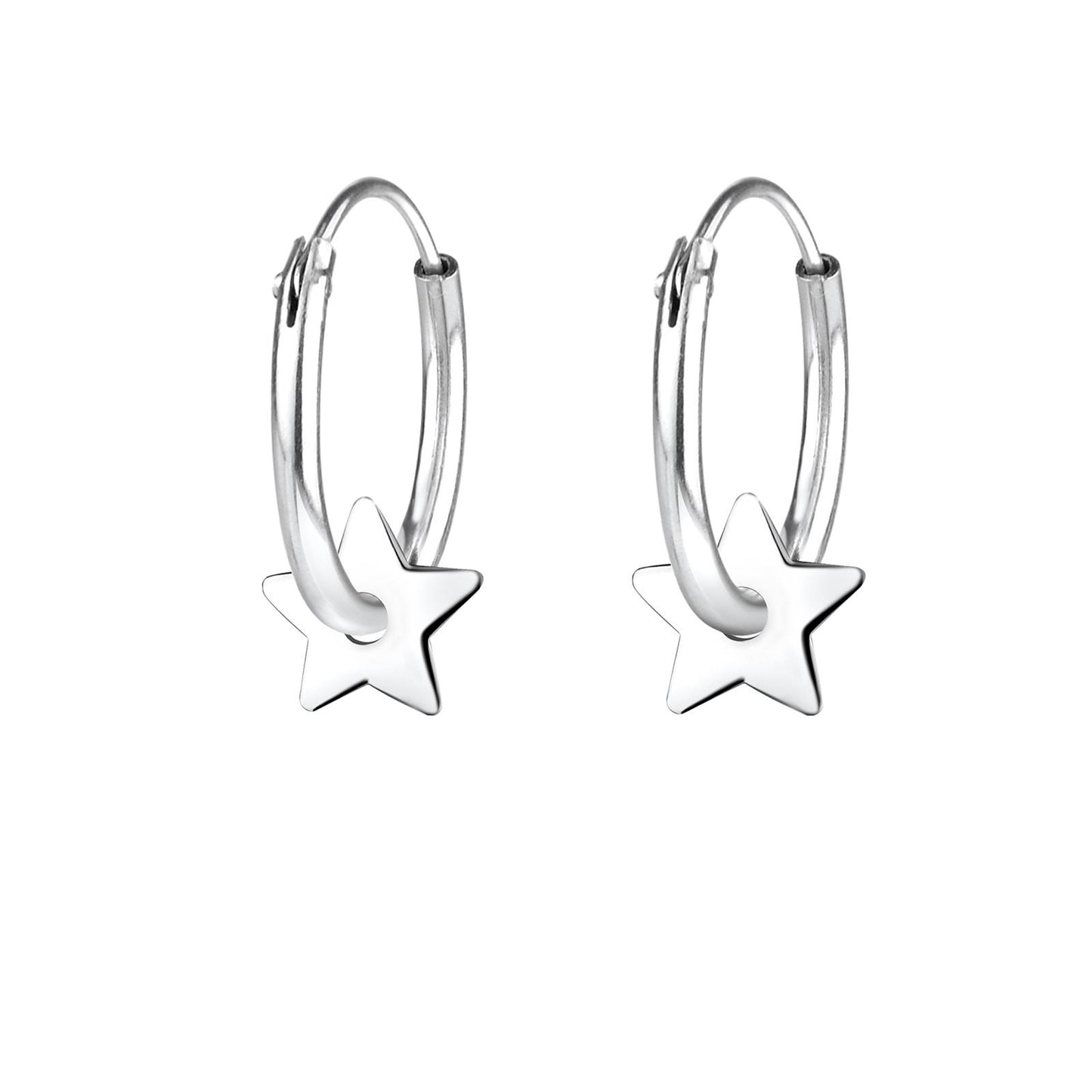 Girls' star hoop earrings made of 925 silver