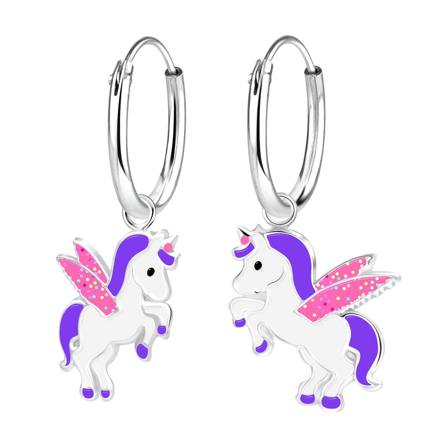 Mädchen Creolen Einhorn aus 925 Silber