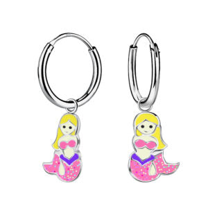 Kinder Creolen Meerjungfrauen aus 925 Silber