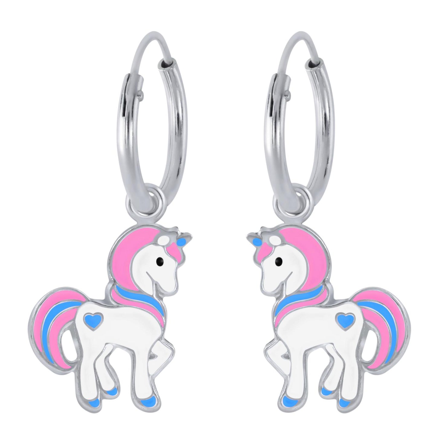 Mädchen Creolen Einhorn aus 925 Silber