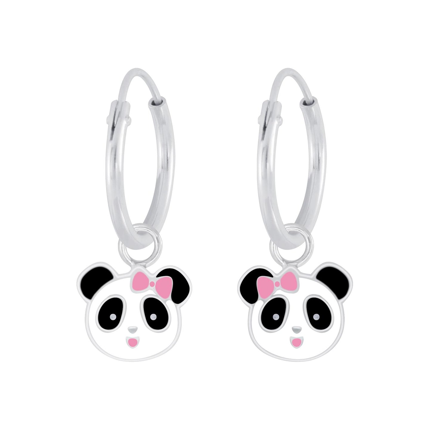 Kinder Creolen Panda aus 925 Silber