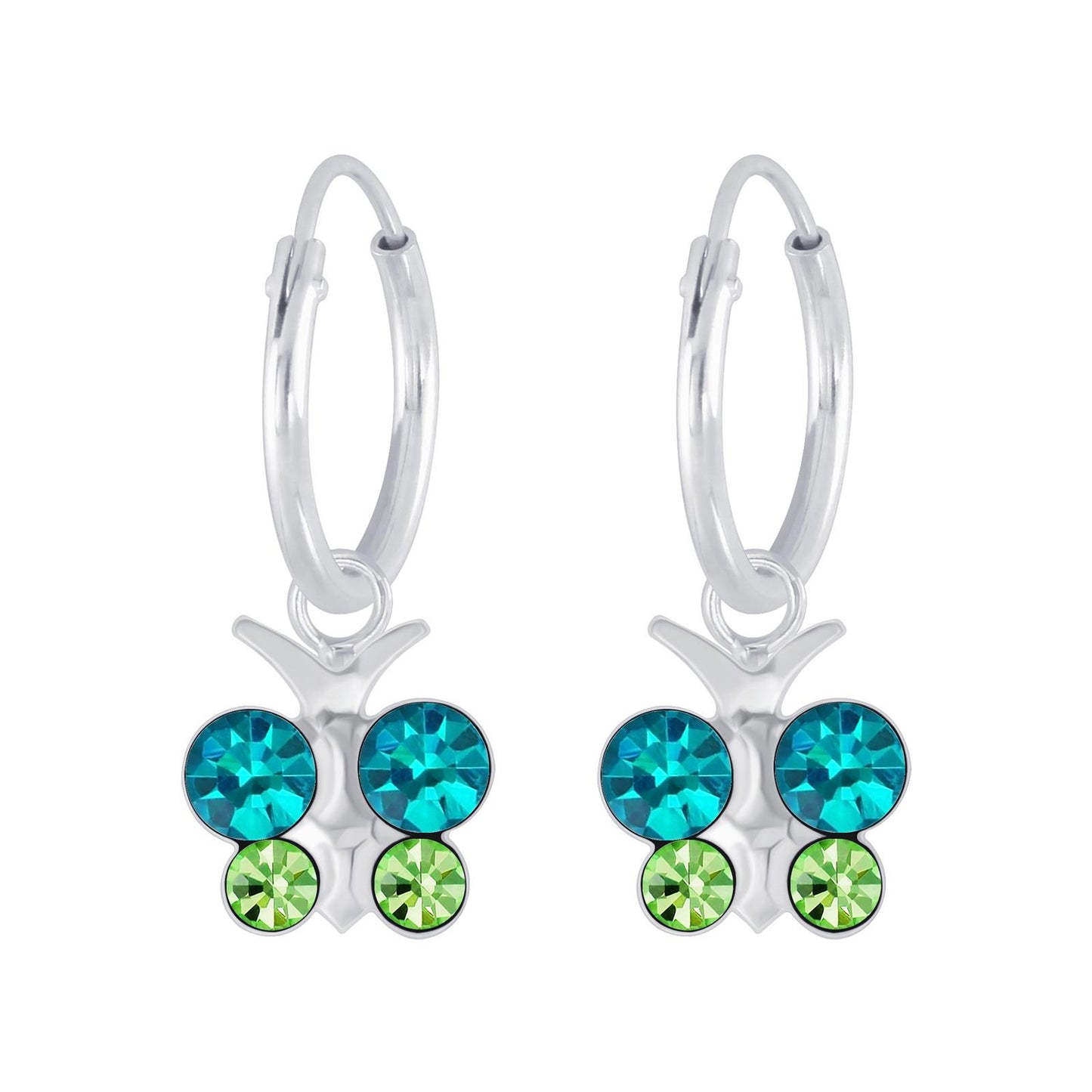 Oorbellen met vlindermotief en kristallen voor meisjes, gemaakt van 925 sterling zilver.