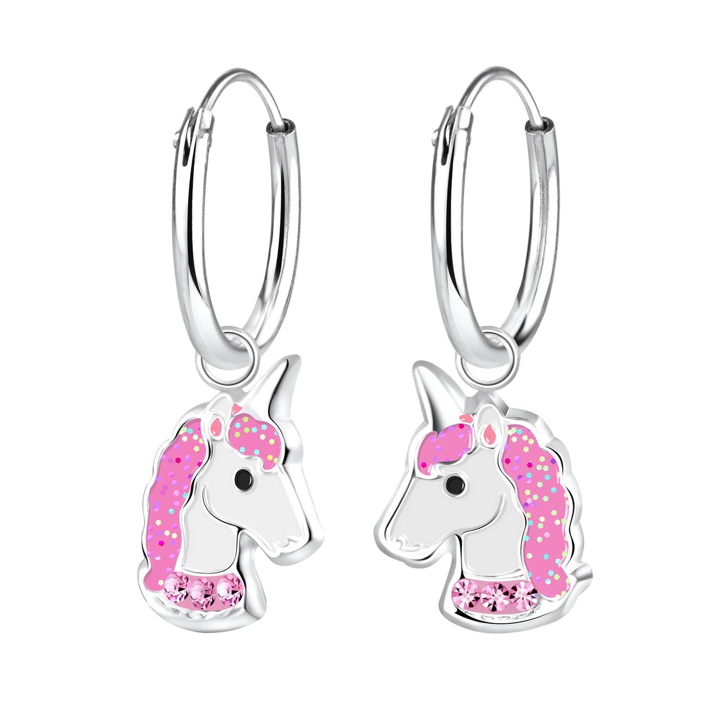 Mädchen Creolen Einhorn aus 925 Silber