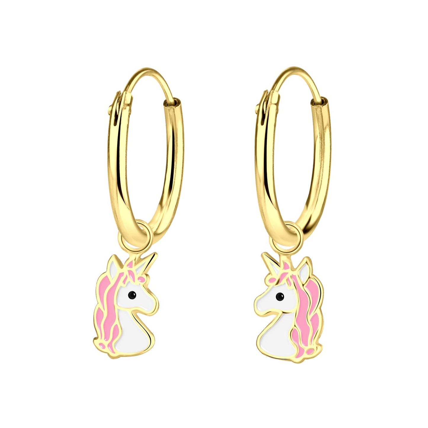 Girls' Unicorn Hoop Earrings in 925 Sterling Silver