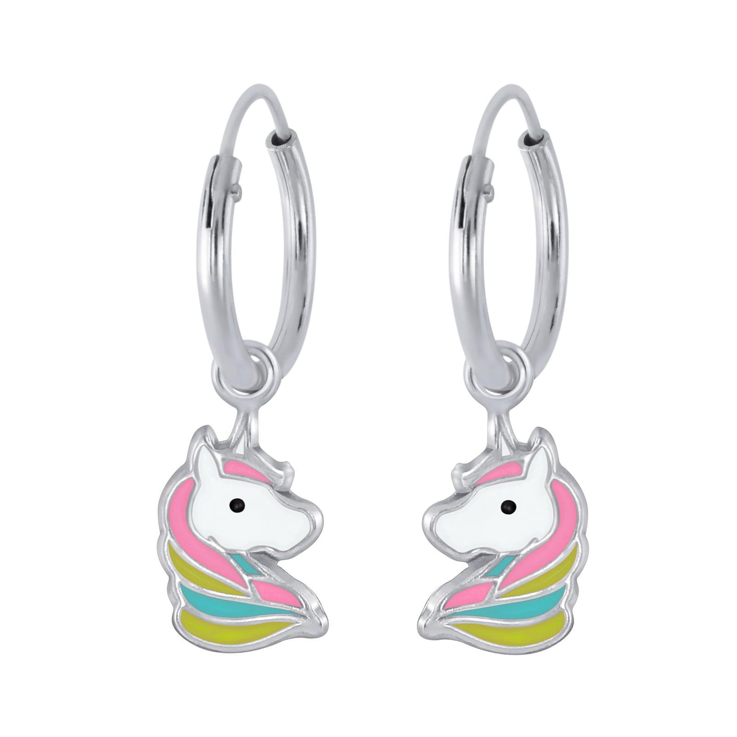 Girls' Unicorn Hoop Earrings in 925 Sterling Silver
