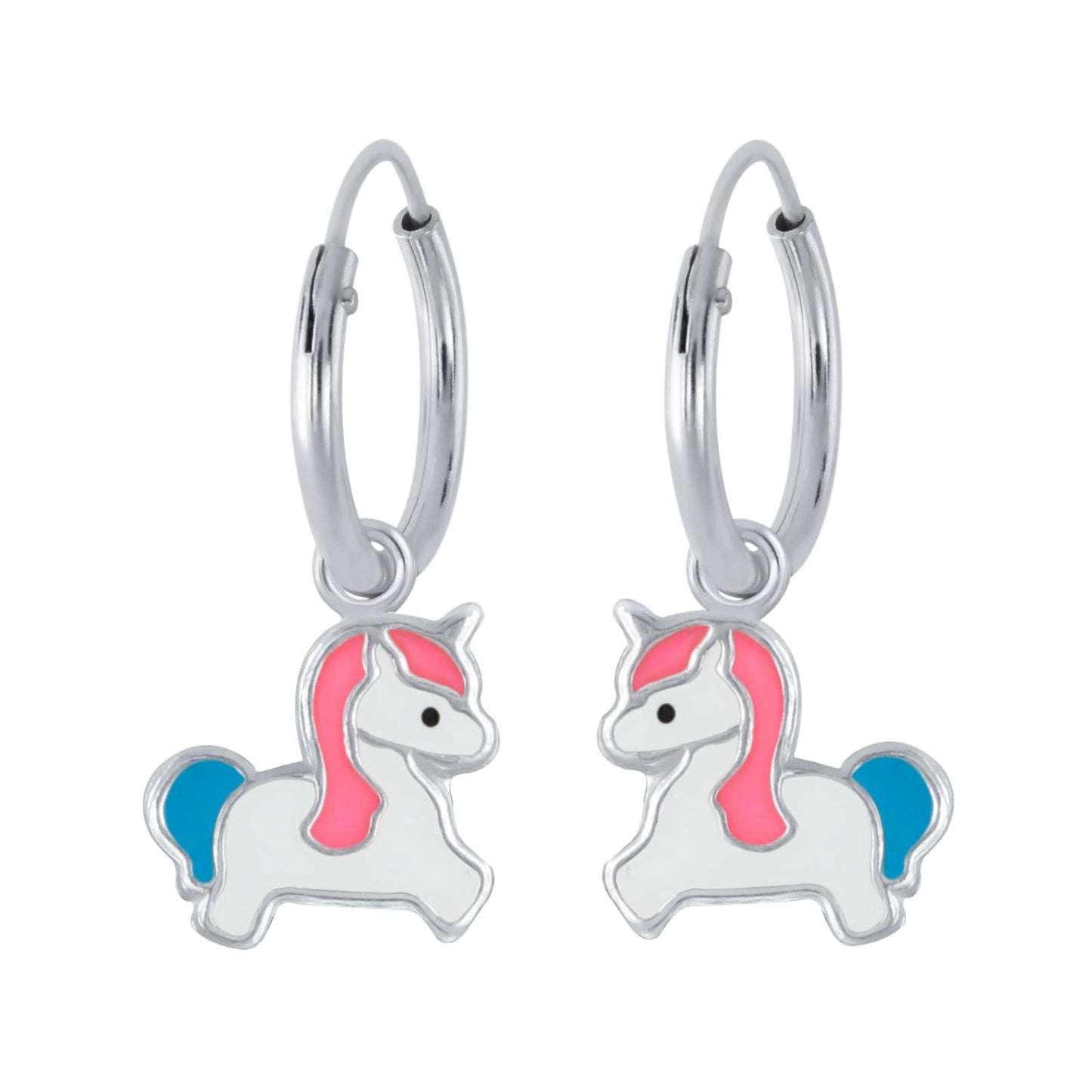 Eenhoorn oorringen voor meisjes van 925 sterling zilver.