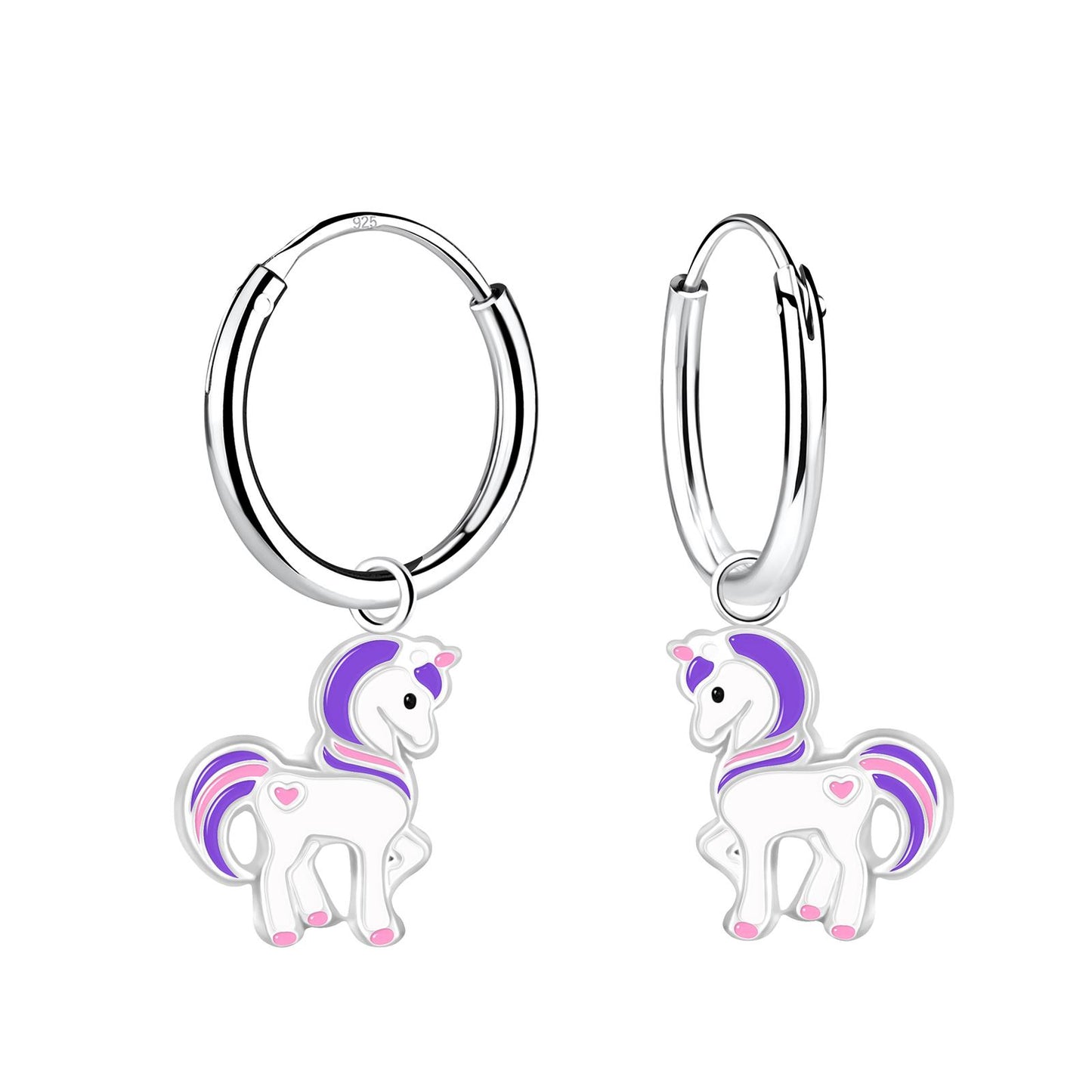 Mädchen Creolen Einhorn aus 925 Silber