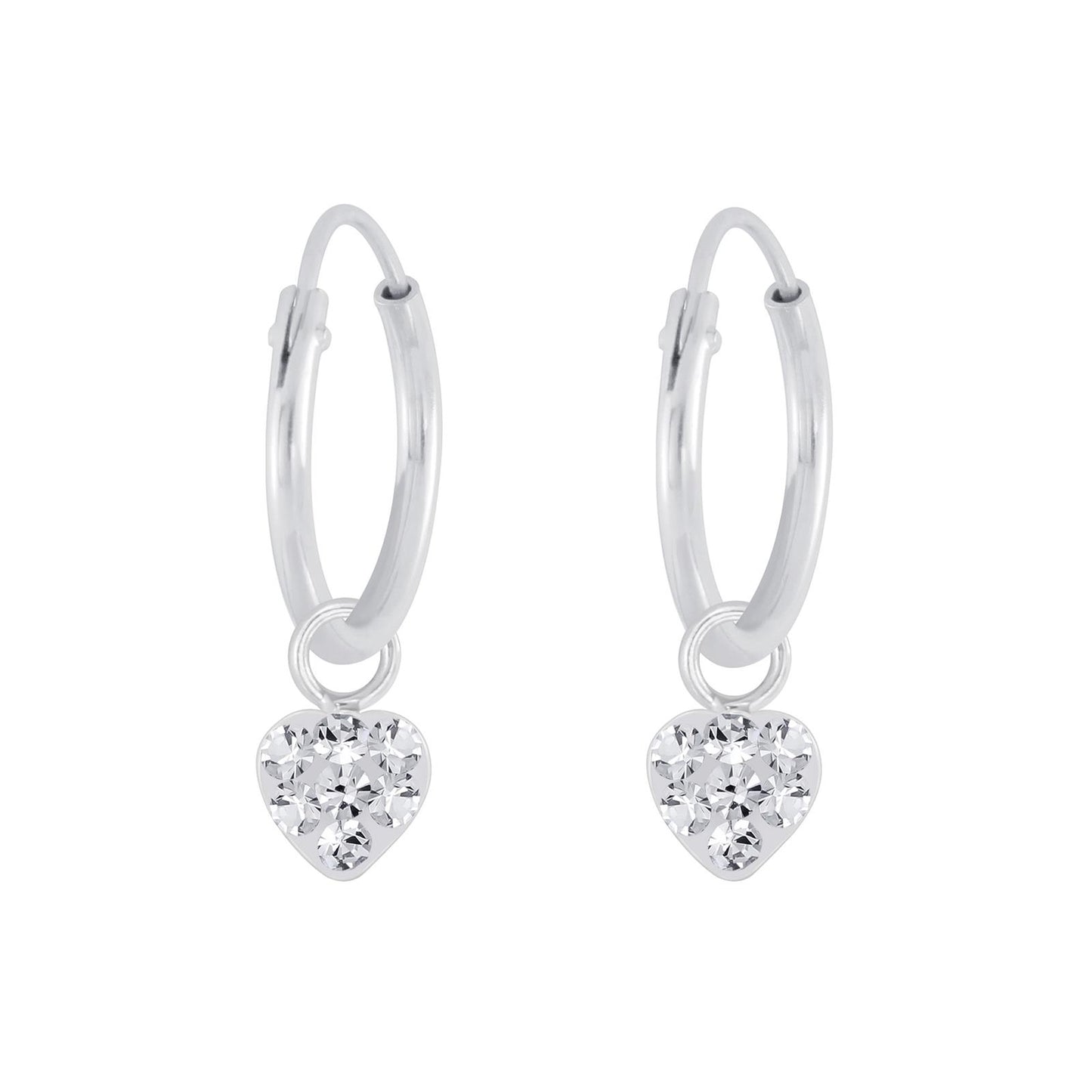 Mädchen Creolen Herz Kristall aus 925 Silber