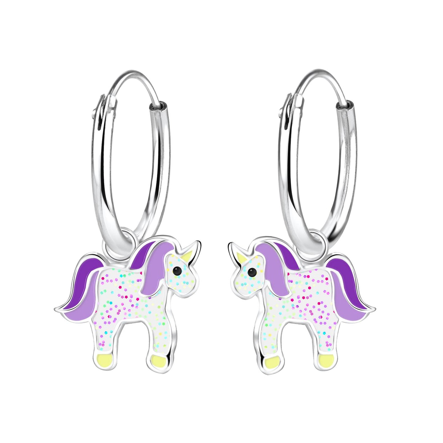 Eenhoorn oorringen voor meisjes van 925 sterling zilver.