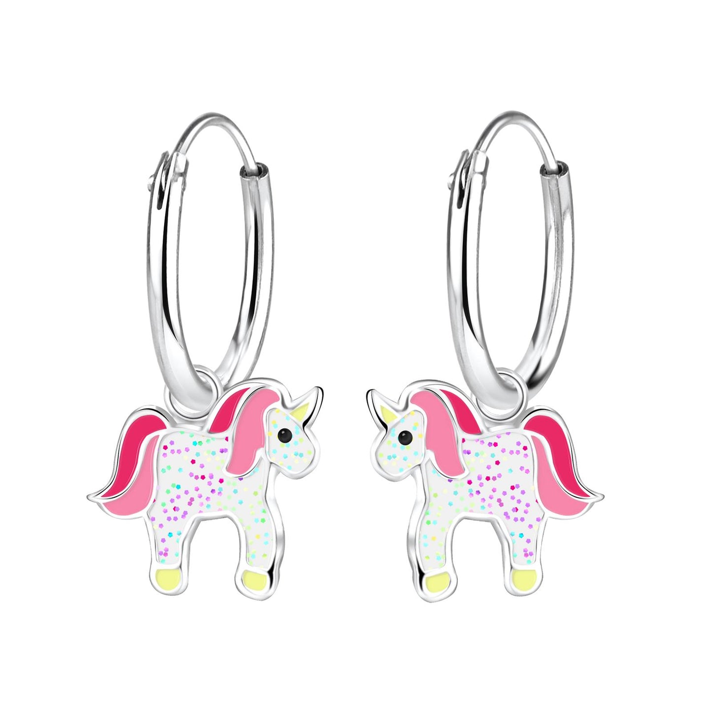 Eenhoorn oorringen voor meisjes van 925 sterling zilver.
