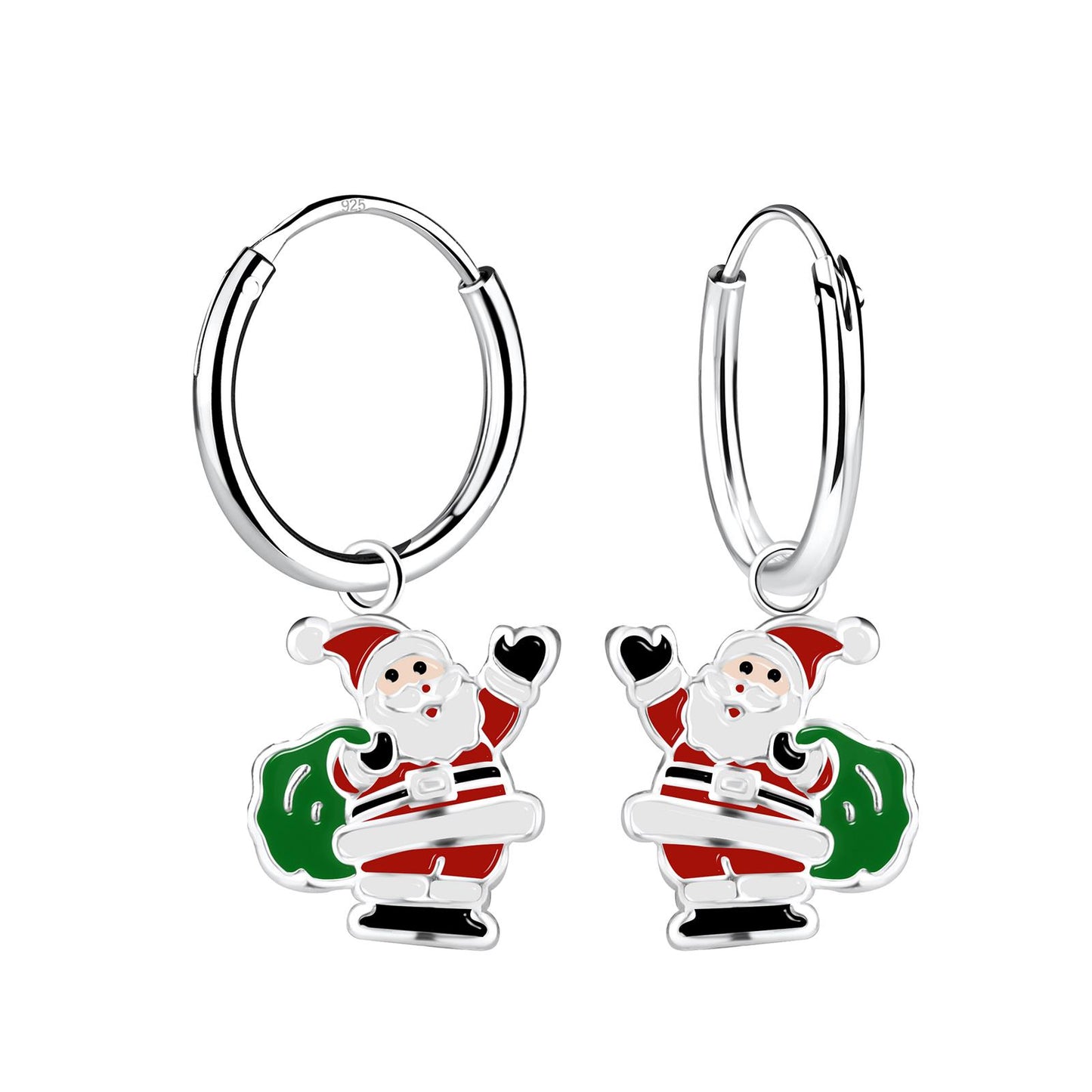 Children's hoop earrings Santa Claus made of 925 silver