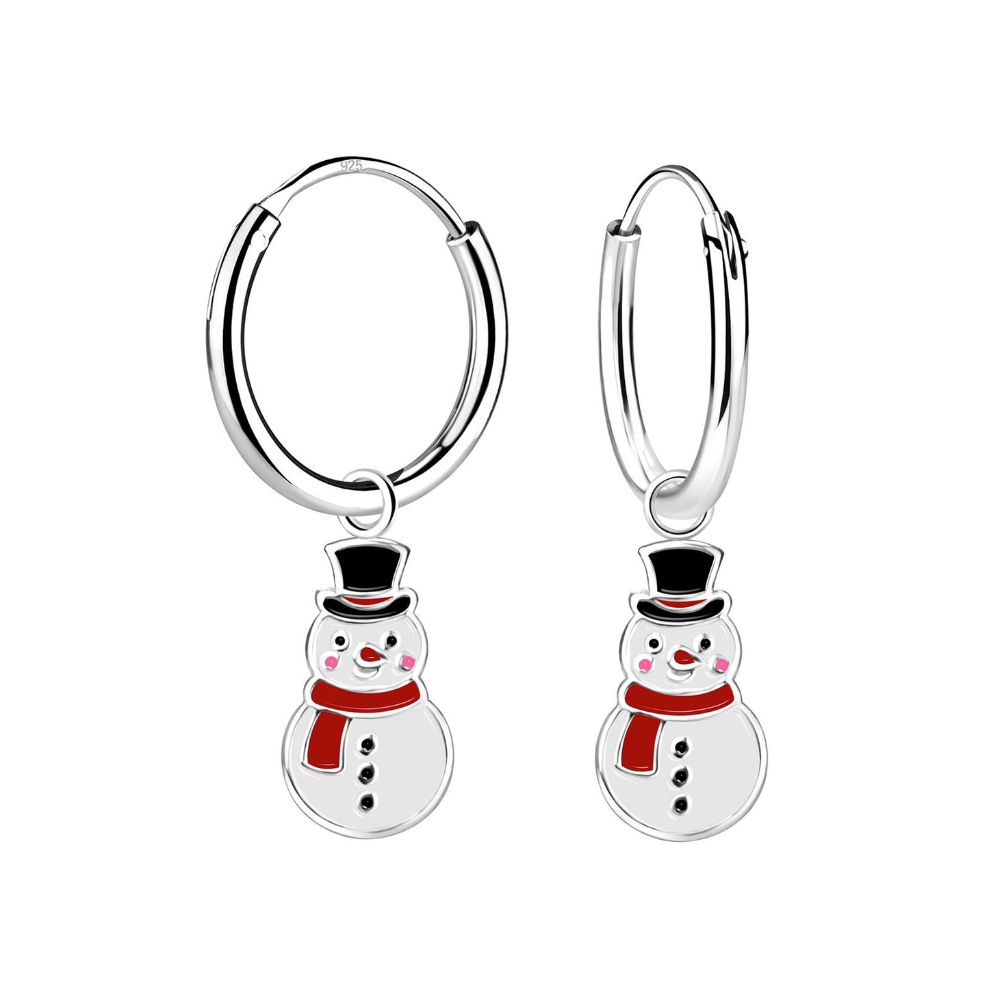 Kinder Creolen Schneemann aus 925 Silber