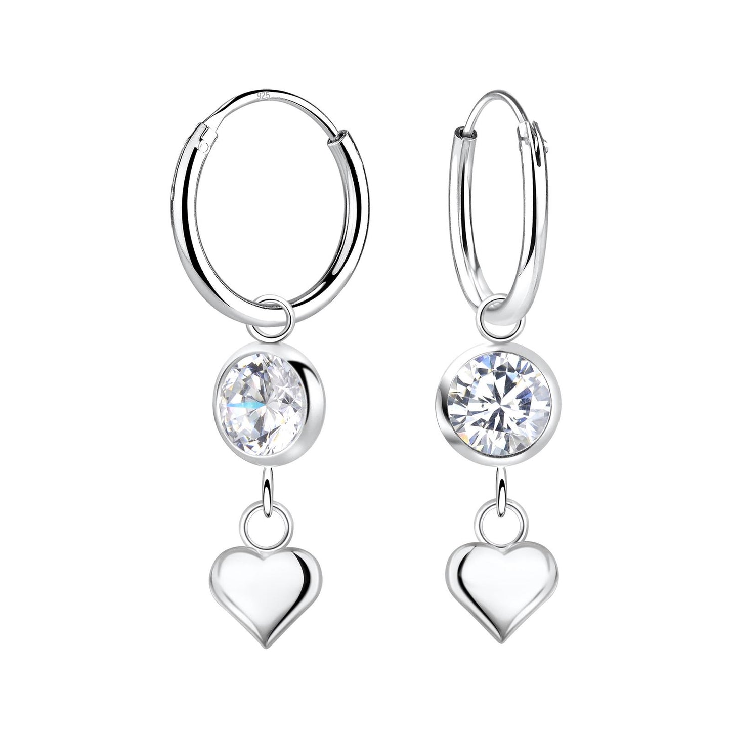 Girls' heart-shaped hoop earrings made of 925 silver