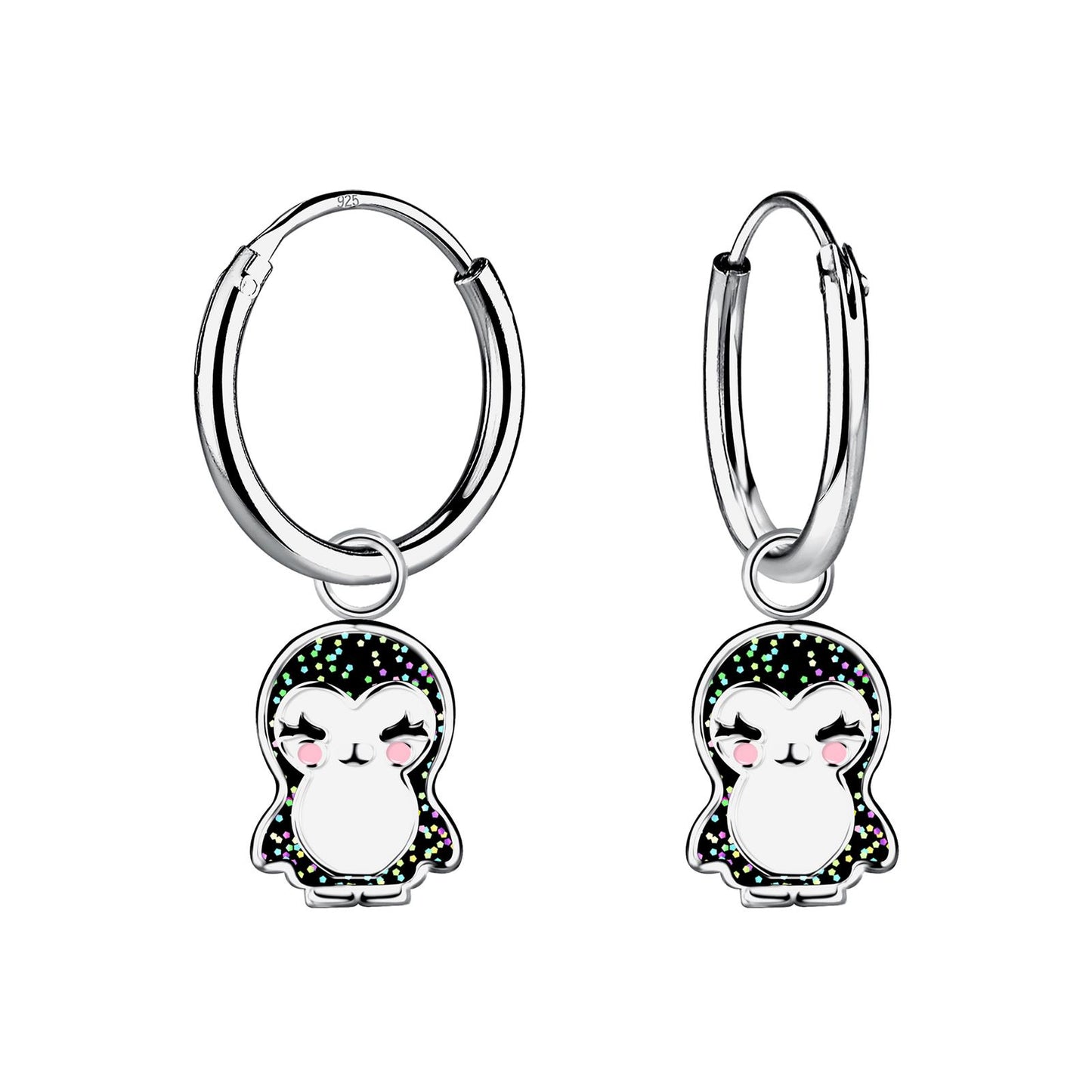 Kinder Creolen Pinguin aus 925 Silber