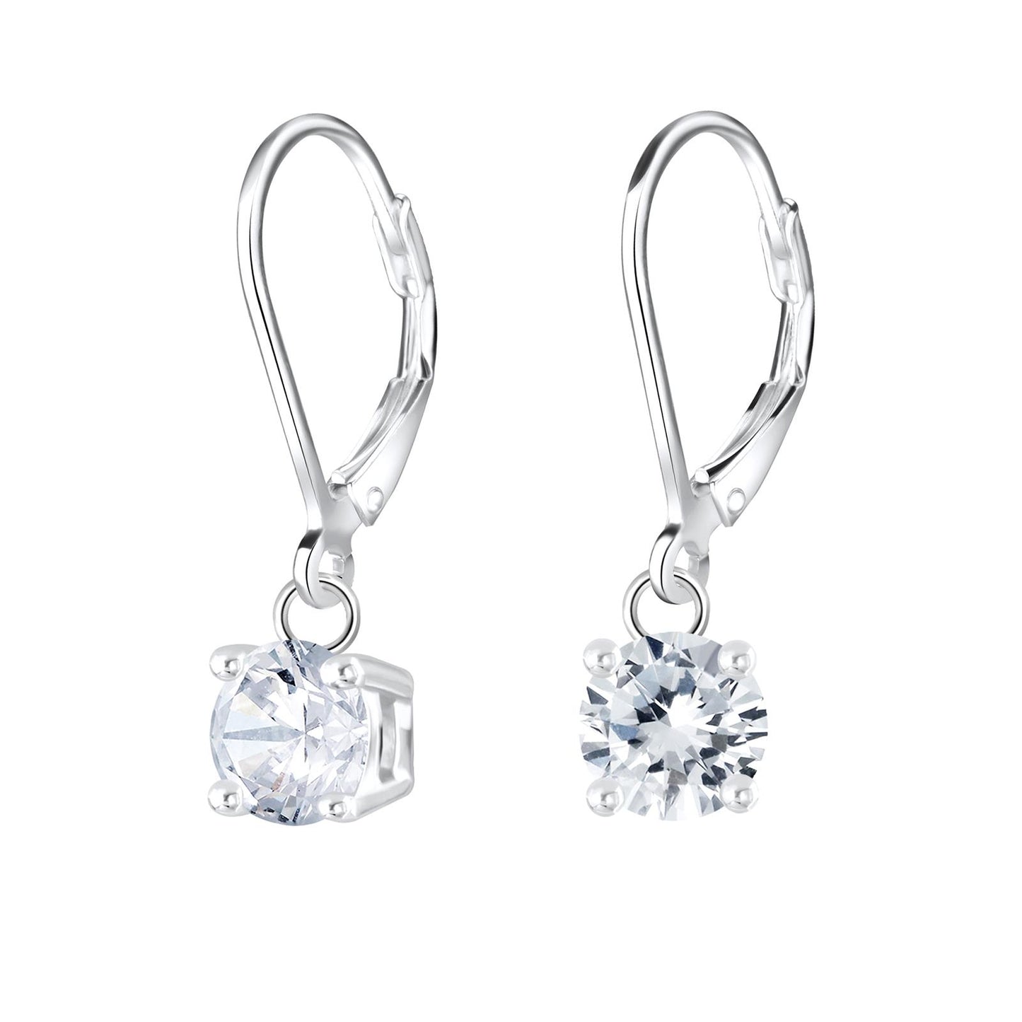Kinder Ohrringe 6mm Runde Zirkonia aus 925 Silber