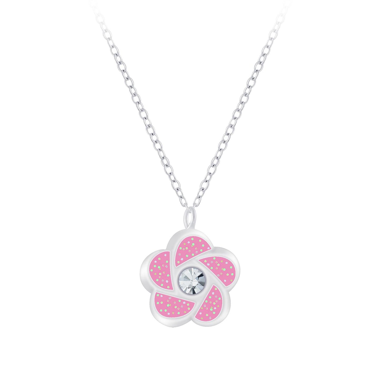 Kinder Halskette Blumen aus 925 Silber