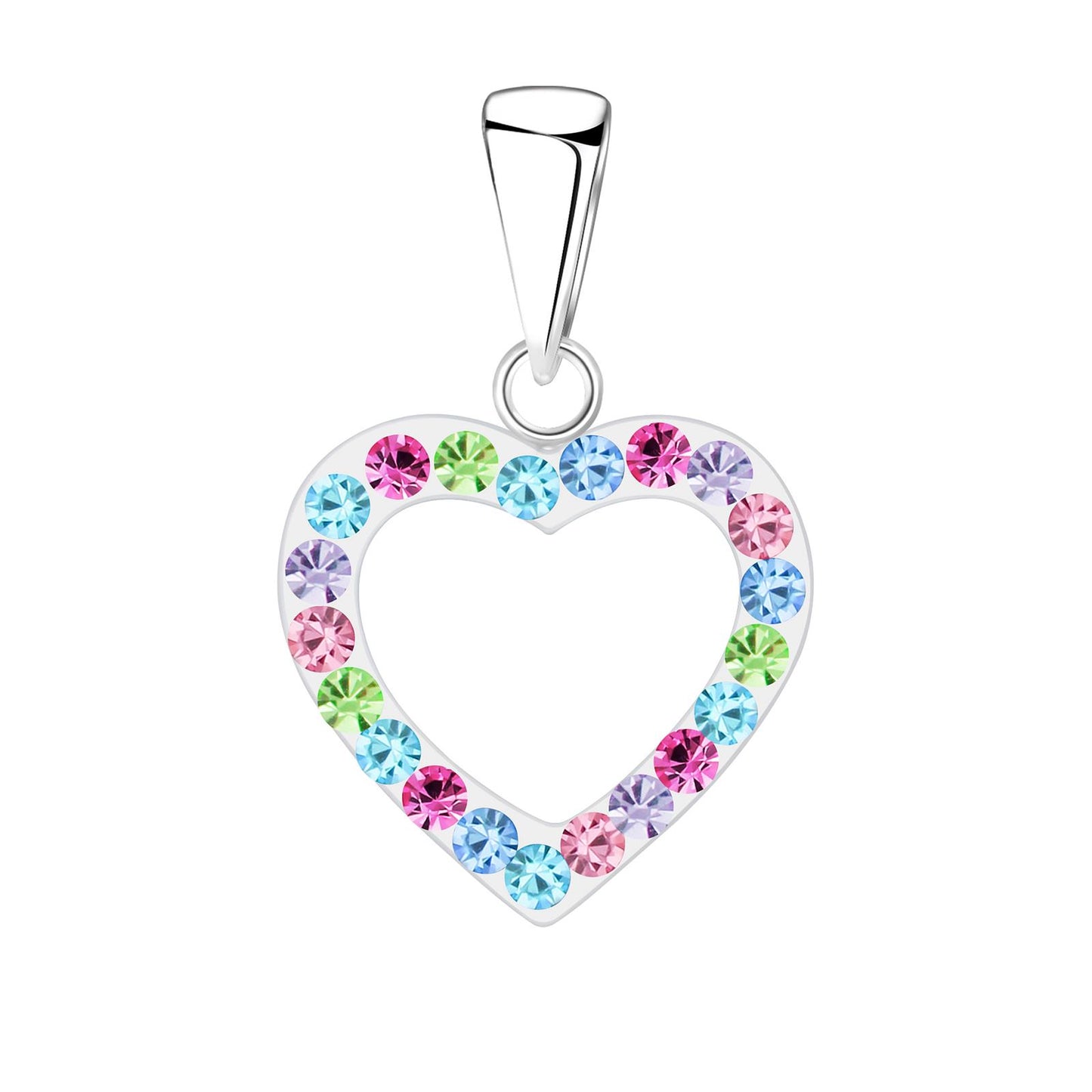 Children's heart crystal pendant made of 925 silver