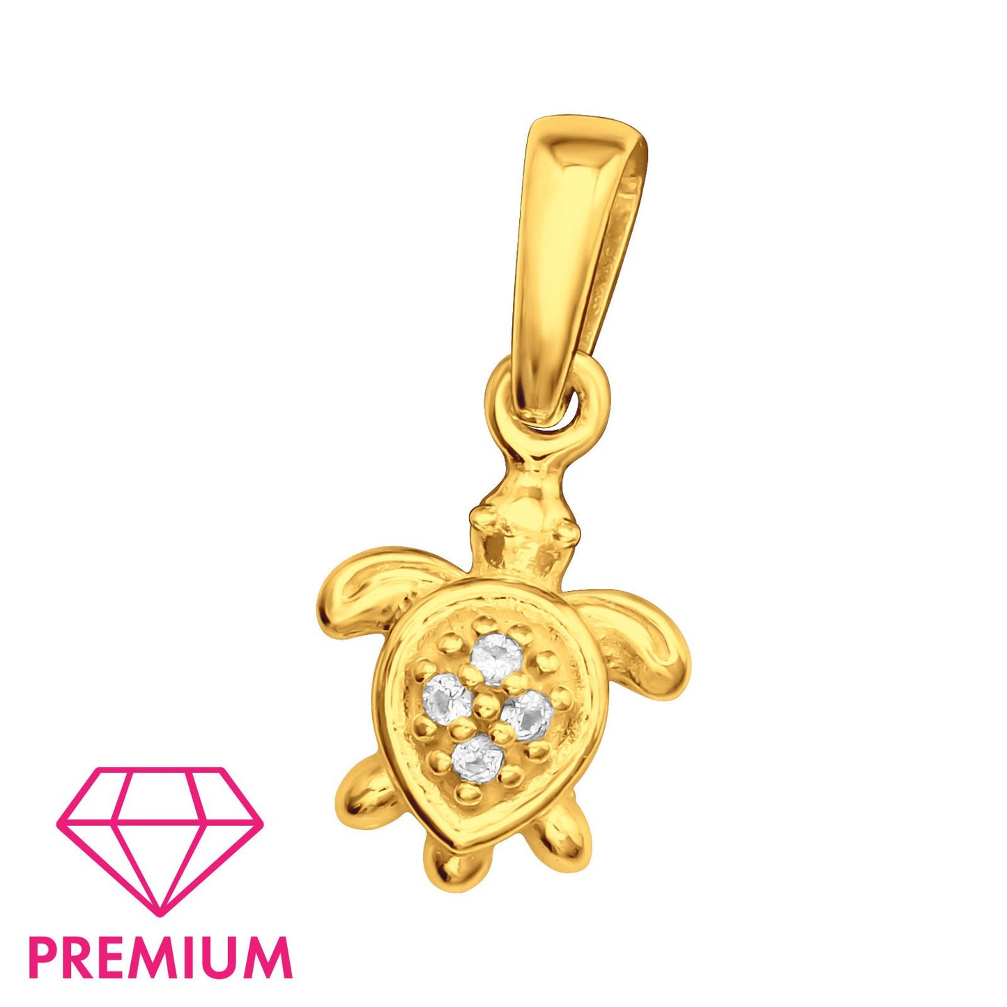 Kinderhanger in de vorm van een schildpad, gemaakt van 925 zilver.