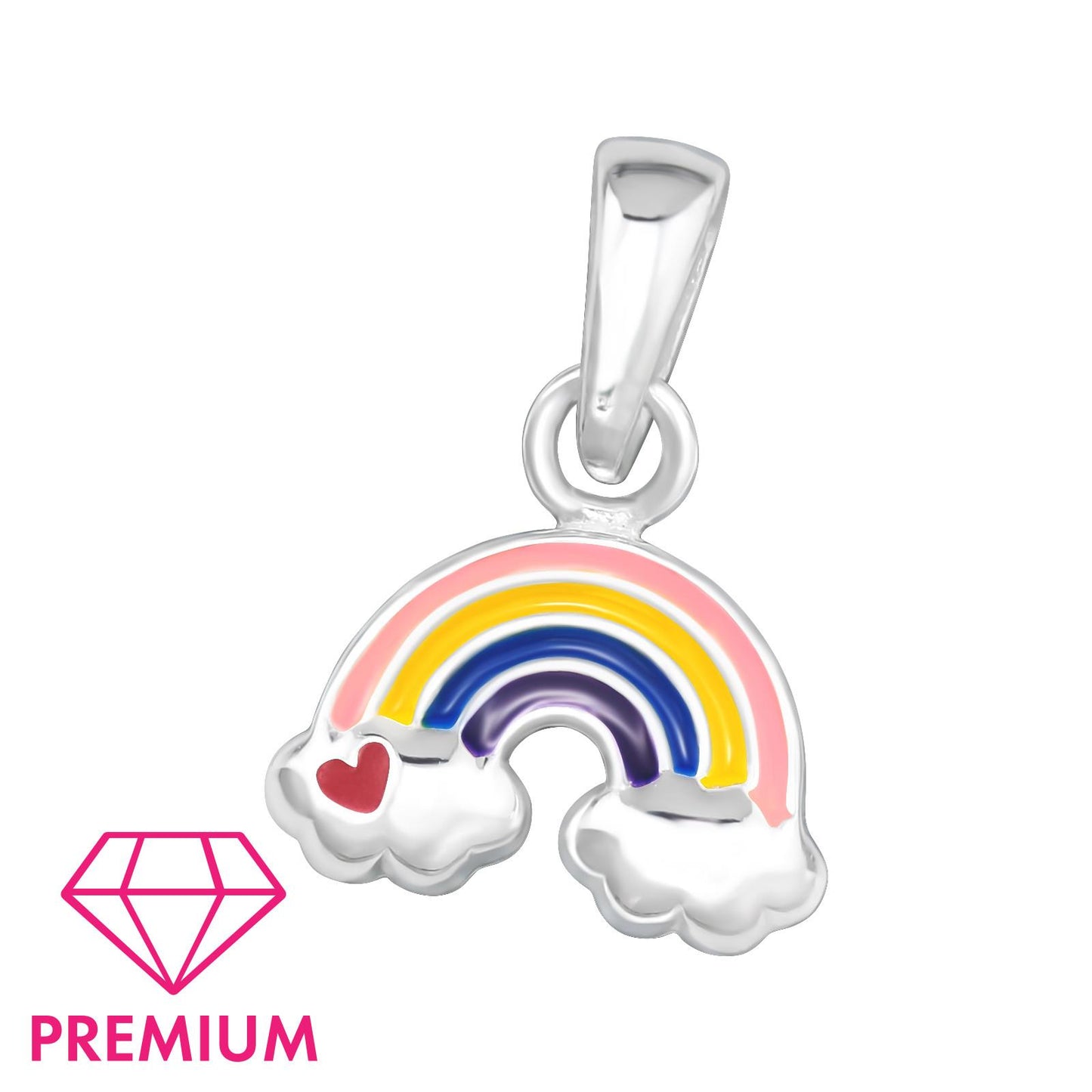 Kinderketting met regenbooghanger in 925 zilver