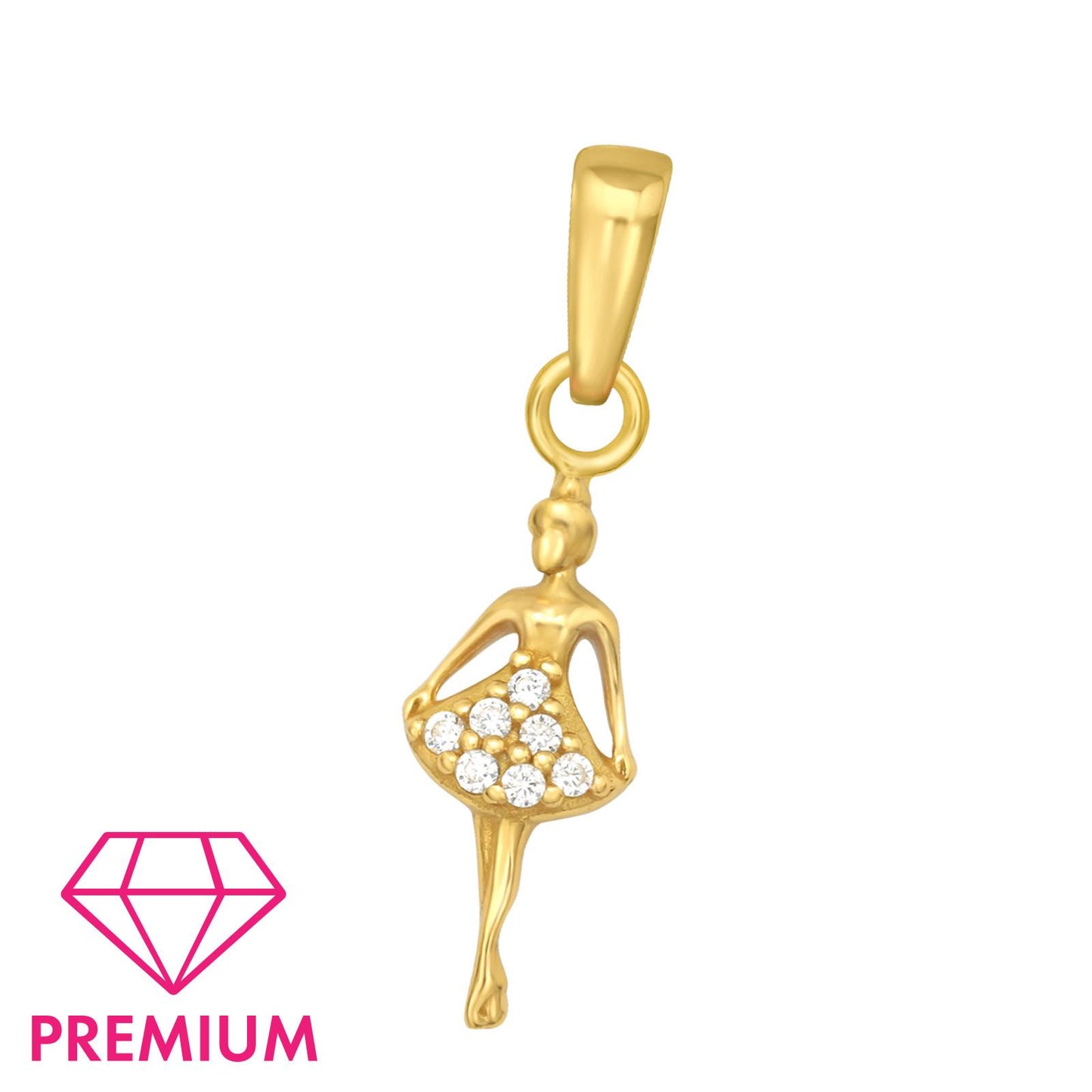 Children's ballet girl pendant necklace made of 925 silver