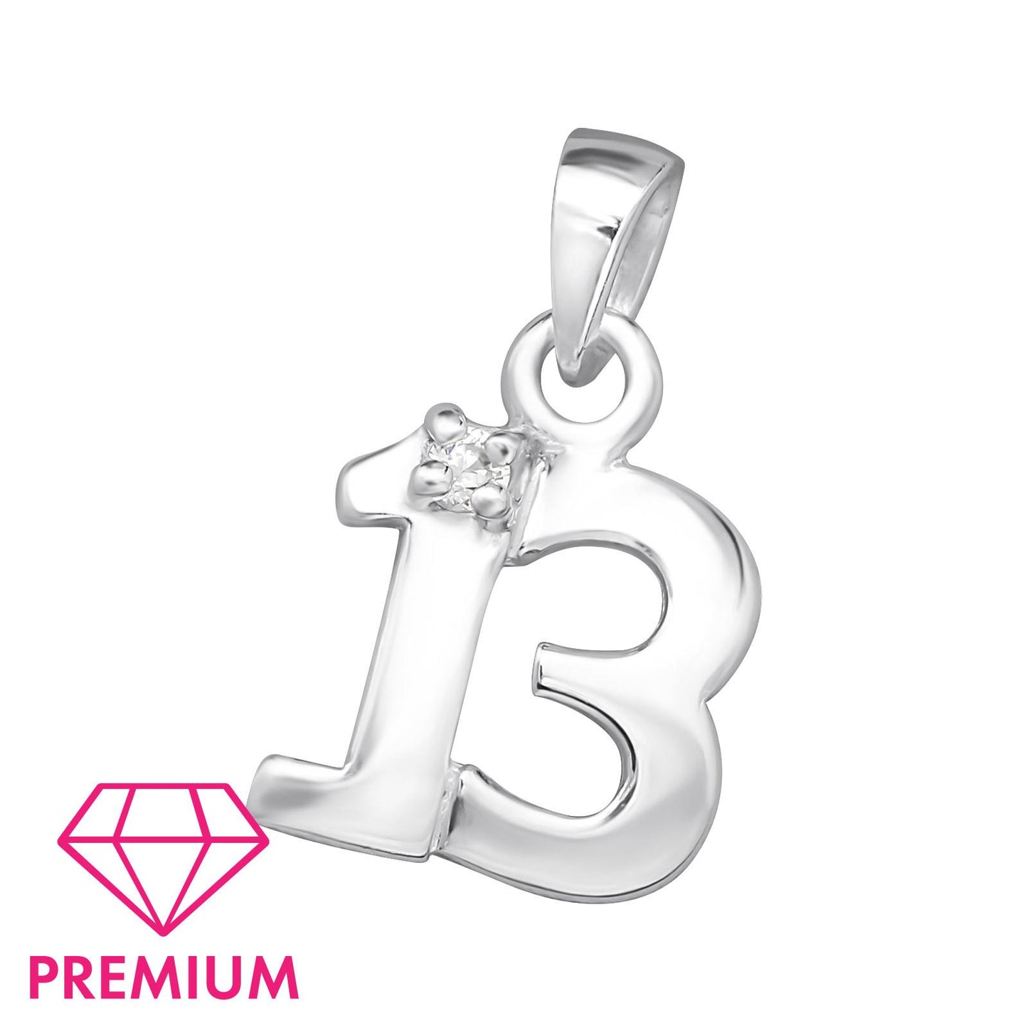 Kinder Kettenanhänger Zirkonia 13 aus 925 Silber