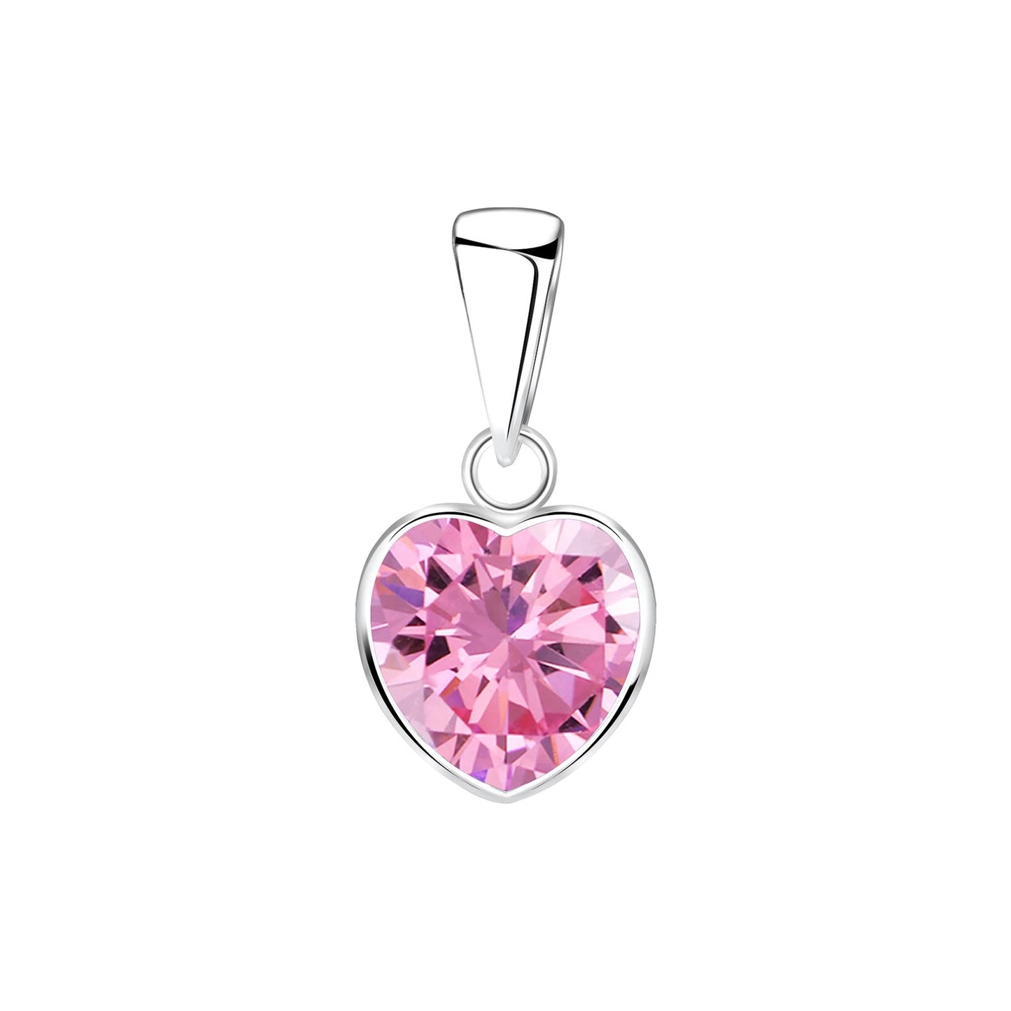 Children's pendant necklace, 8mm heart with cubic zirconia, made of 925 silver