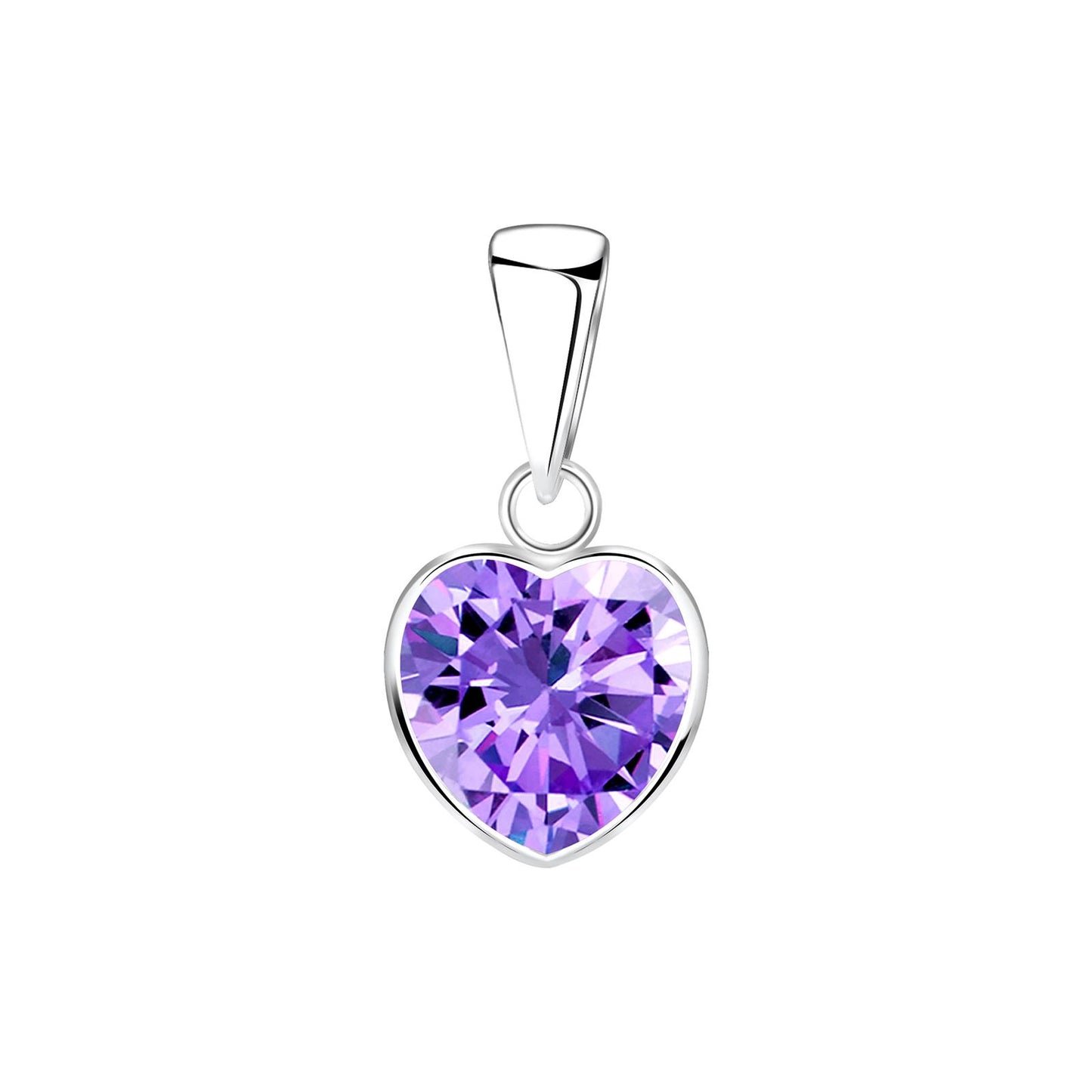 Children's pendant necklace, 8mm heart with cubic zirconia, made of 925 silver