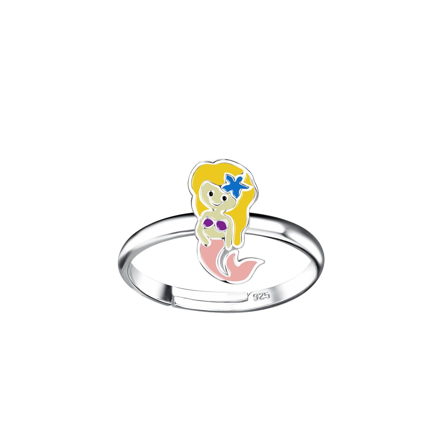 Kinderring met zeemeermotief, gemaakt van 925 zilver.