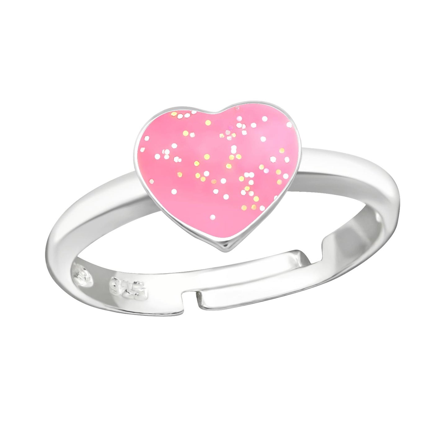Girls' heart-shaped ring, size 2.5, made of 925 silver