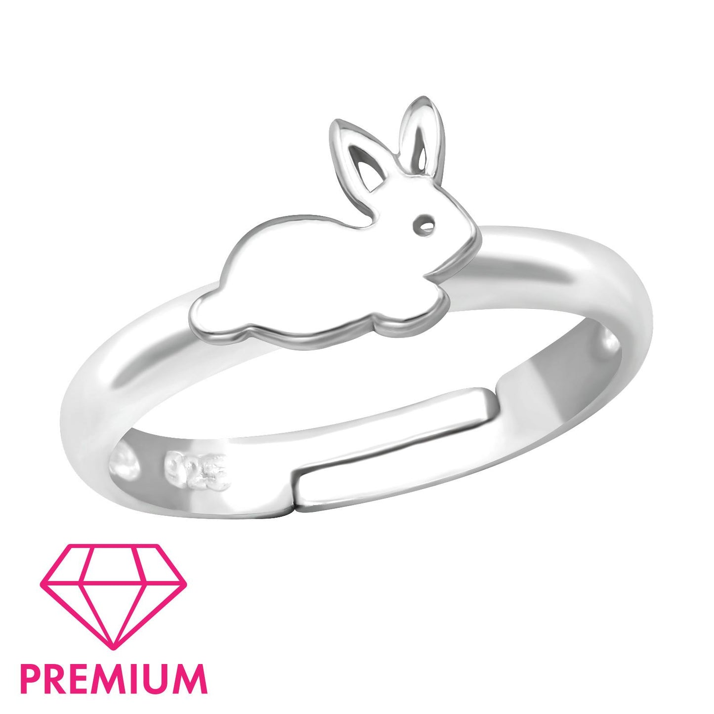 Children's ring with rabbit design, size 2.5, made of 925 silver