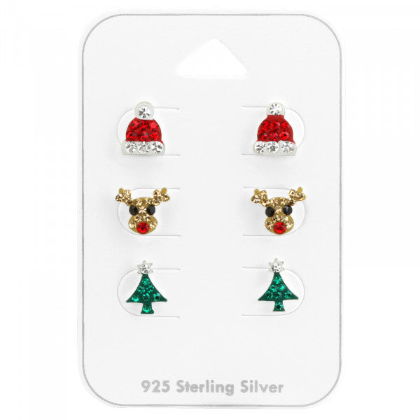 Weihnachten Kinderohrringe Set aus 925 Silber
