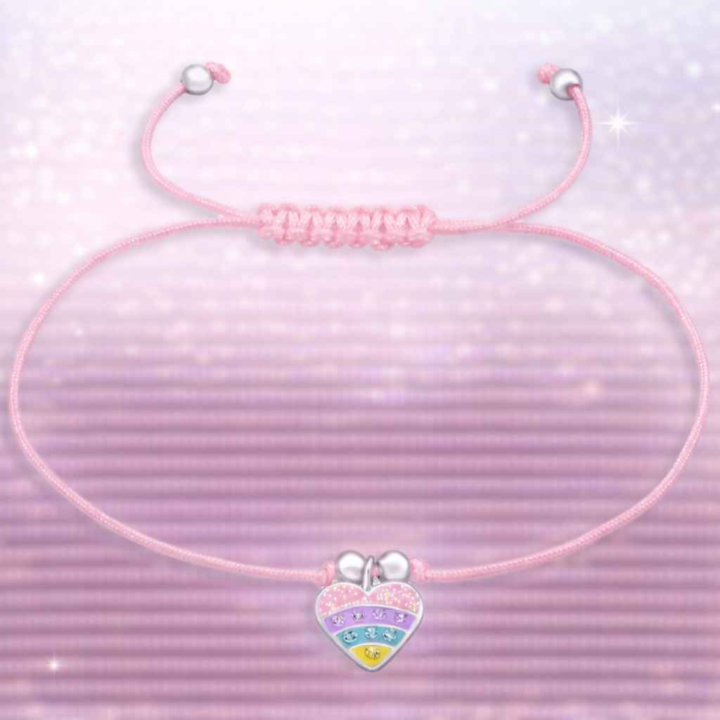 Kinderarmband Mädchen aus 925 Silber und Herz Motiv mit Kristallen