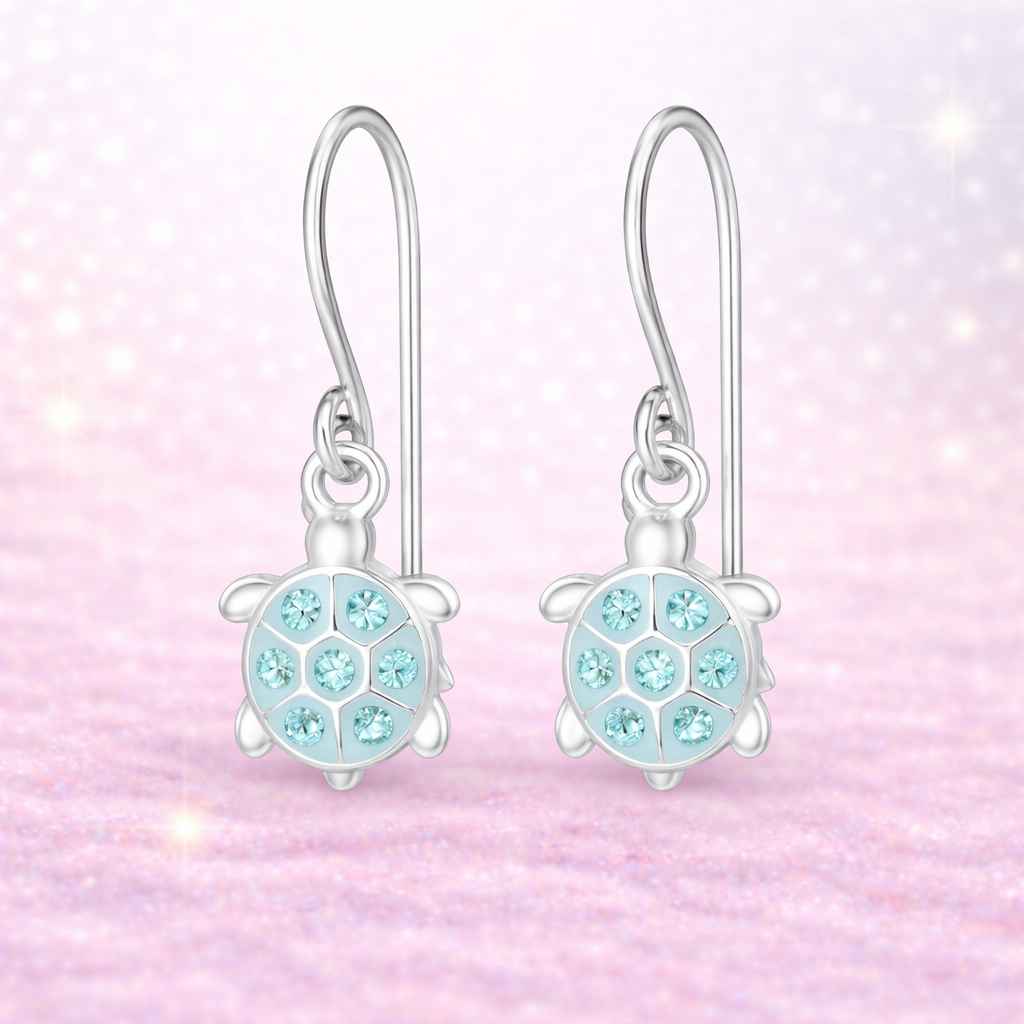 kinderohrringe aus 925 silber hängend mit schildkröten motiv