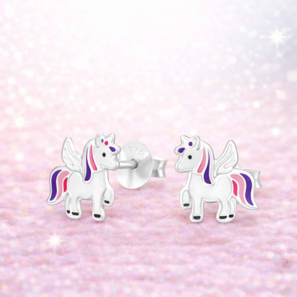 kinderohrringe aus 925 silber mit einhorn motiv
