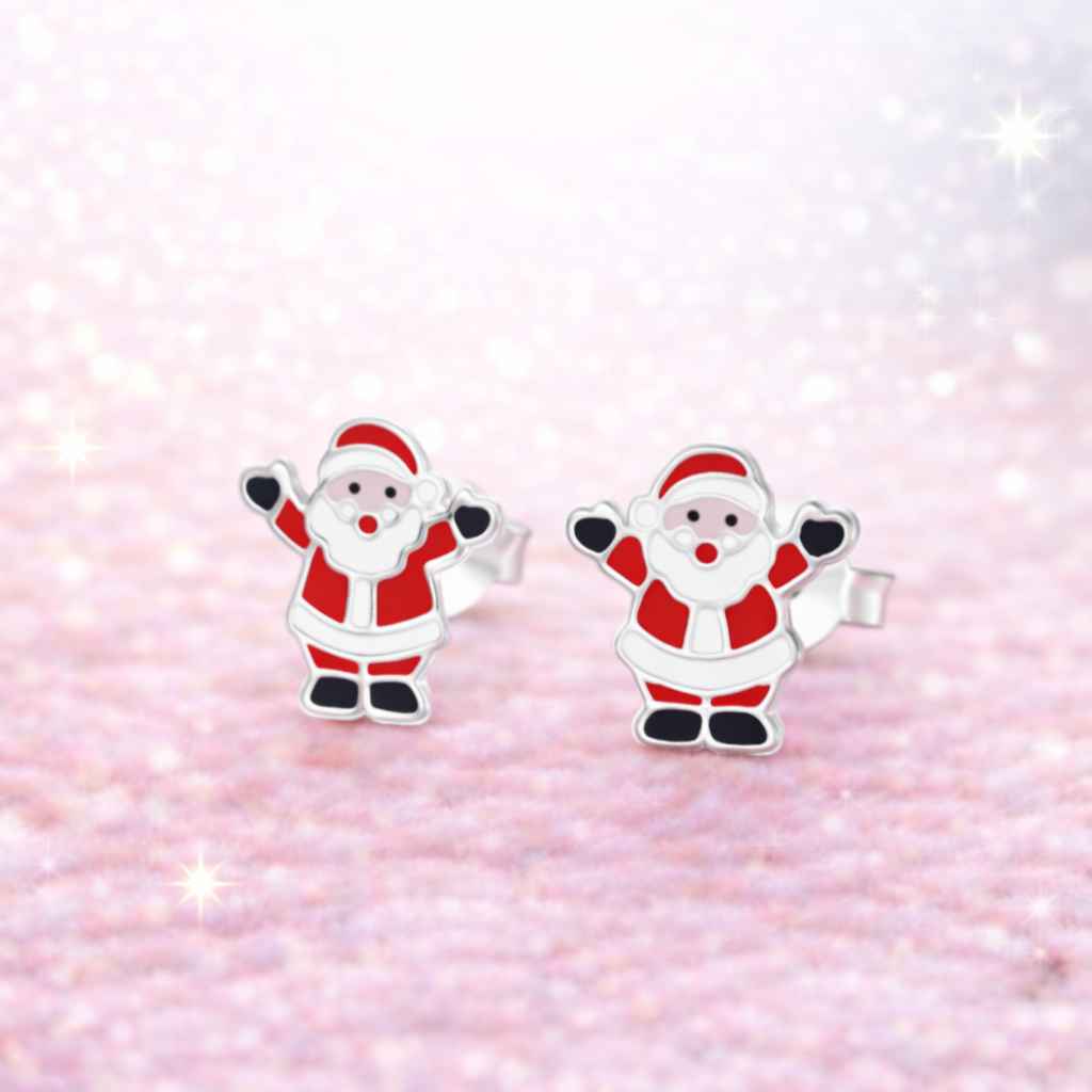kinderohrringe aus silber mit weihnachtsmann motiv