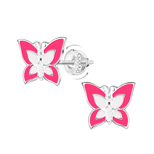 Mädchen Ohrringe Schmetterling Schraubverschluss aus 925 Silber
