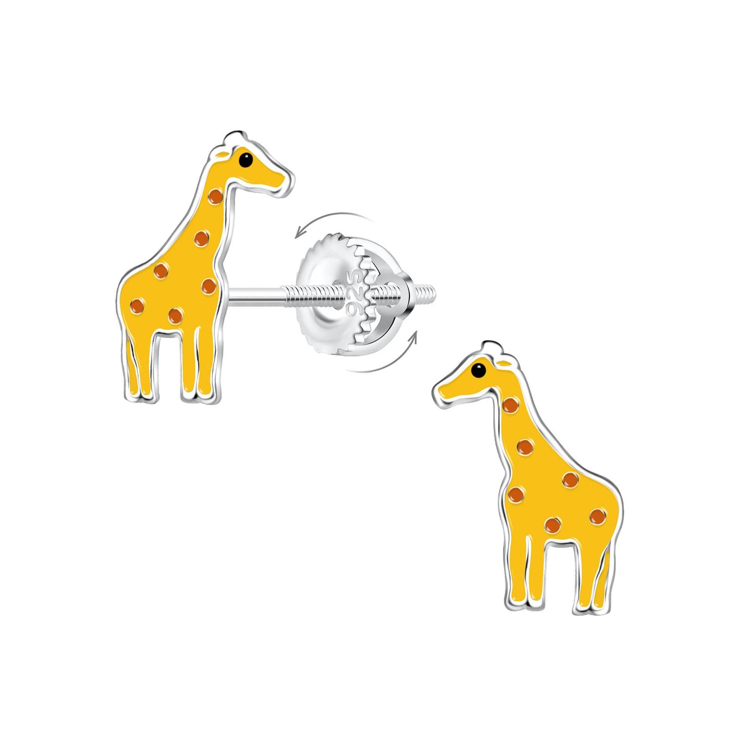 Kinder Ohrringe Giraffen Schraubverschluss aus 925 Silber