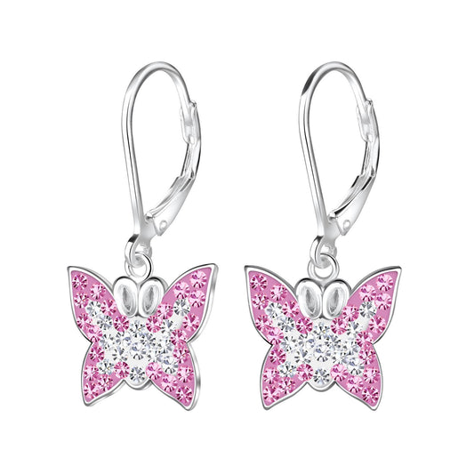Vlinderoorbellen voor meisjes, gemaakt van 925 zilver.